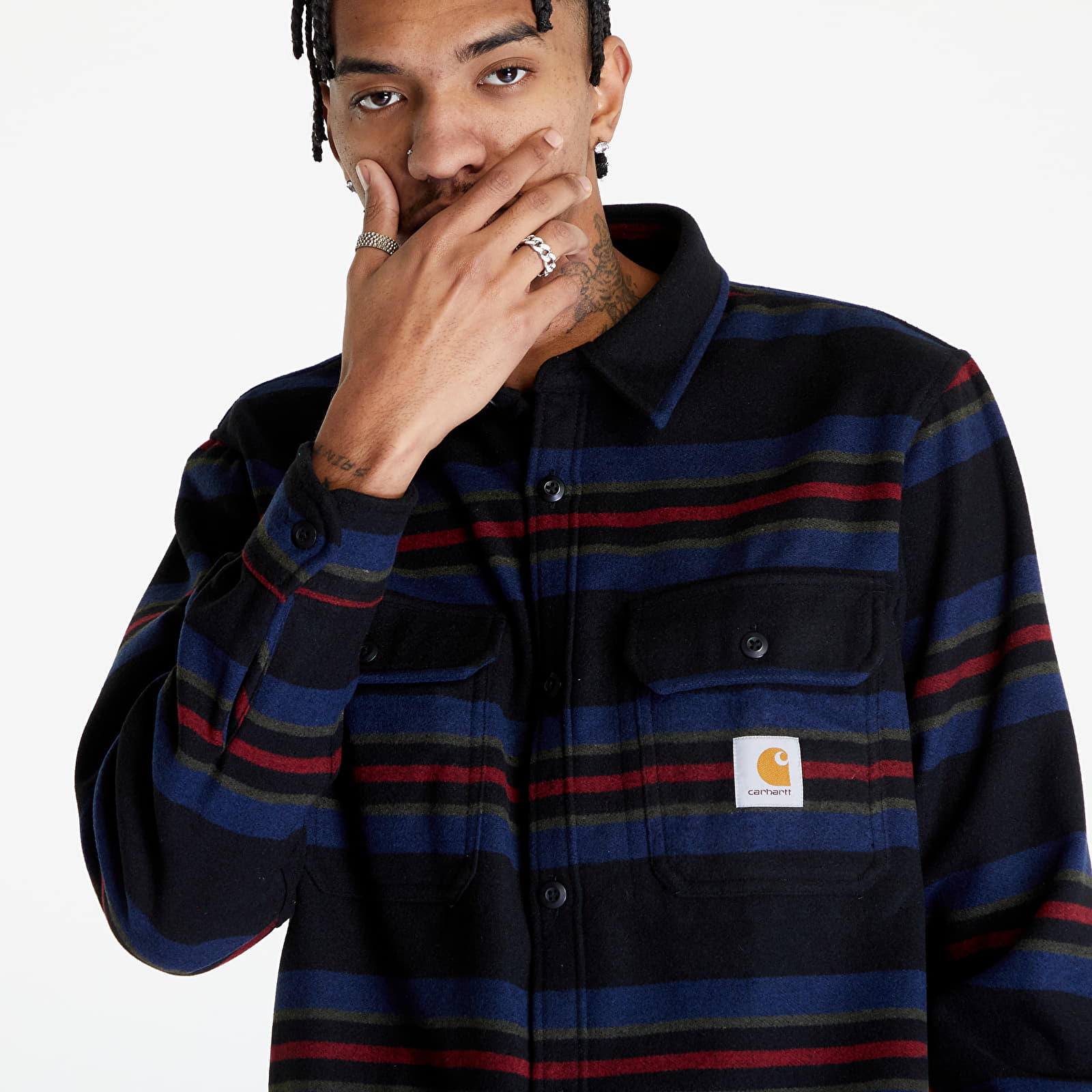 Meeste särgid Carhartt WIP Oregon Shirt Jac UNISEX Starco Stripe/ Black