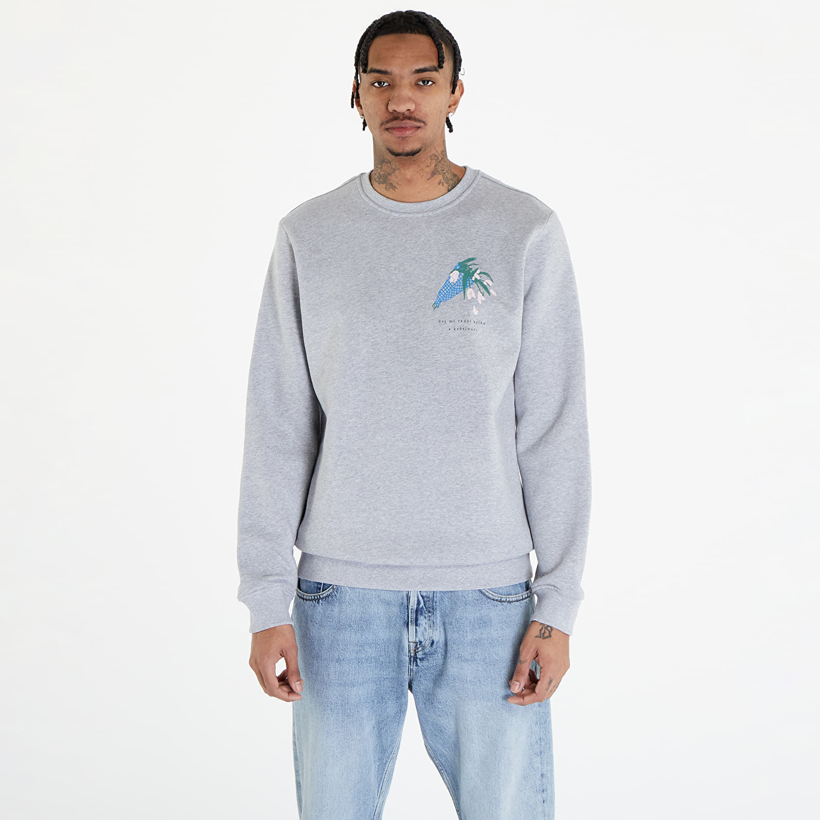 Hanorac Queens Dej Mi Radši Kytku V Květináči Crewneck UNISEX Gray Melange L