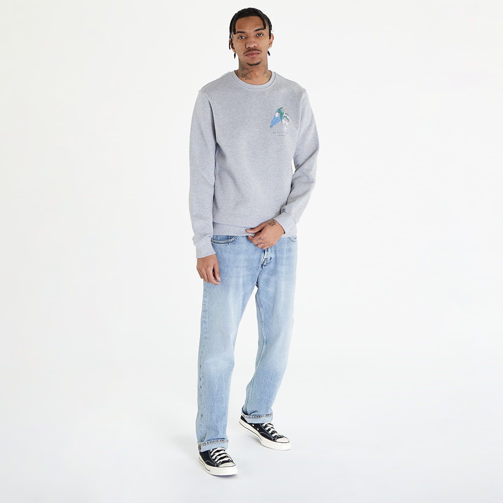 Mikiny Queens Dej Mi Radši Kytku V Květináči Crewneck UNISEX Gray Melange