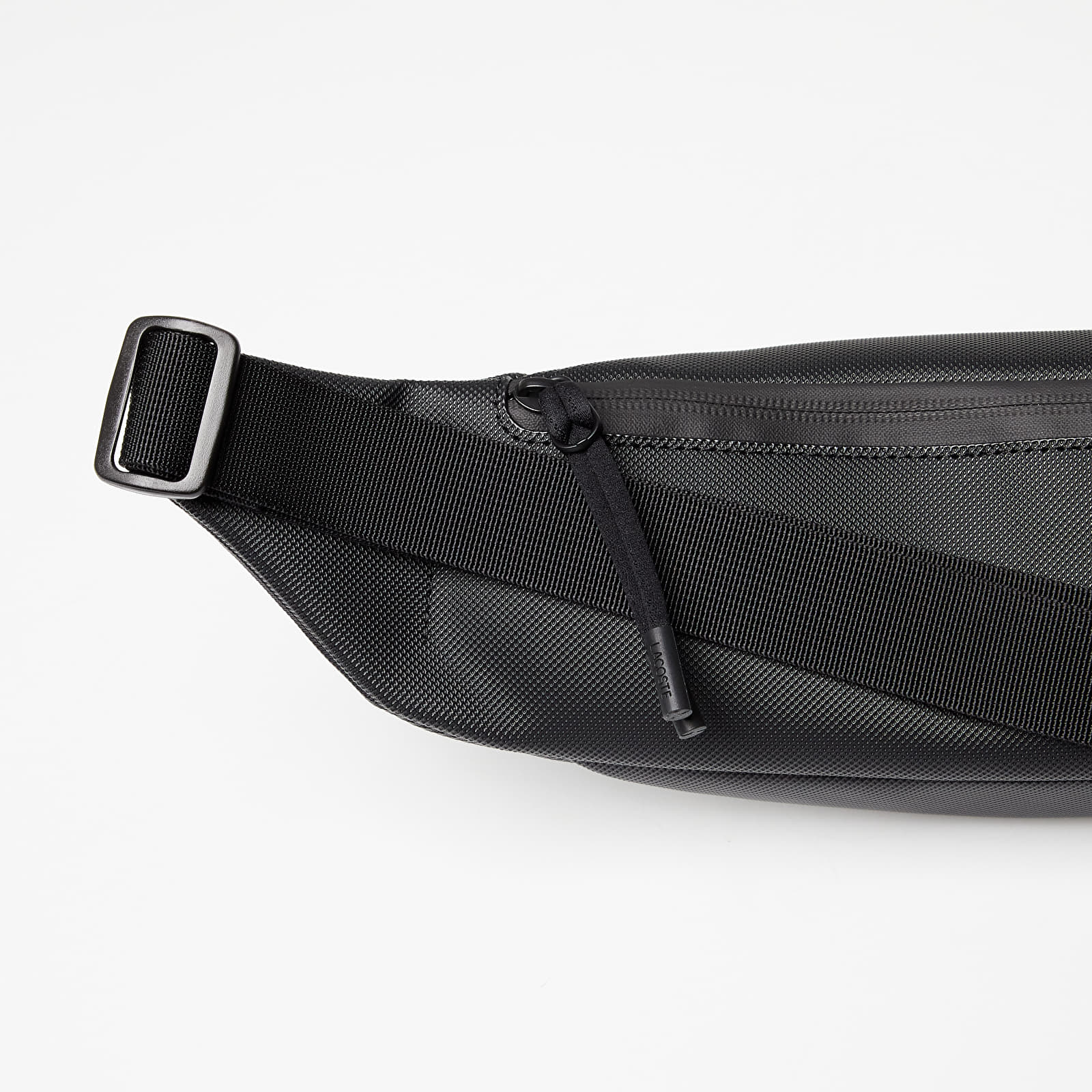 Kidney Packs LACOSTE Men's LCST Coated Canvas Zippered Belt Bag Black