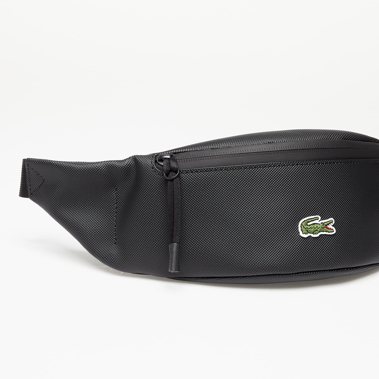 Kidney Packs LACOSTE Men's LCST Coated Canvas Zippered Belt Bag Black