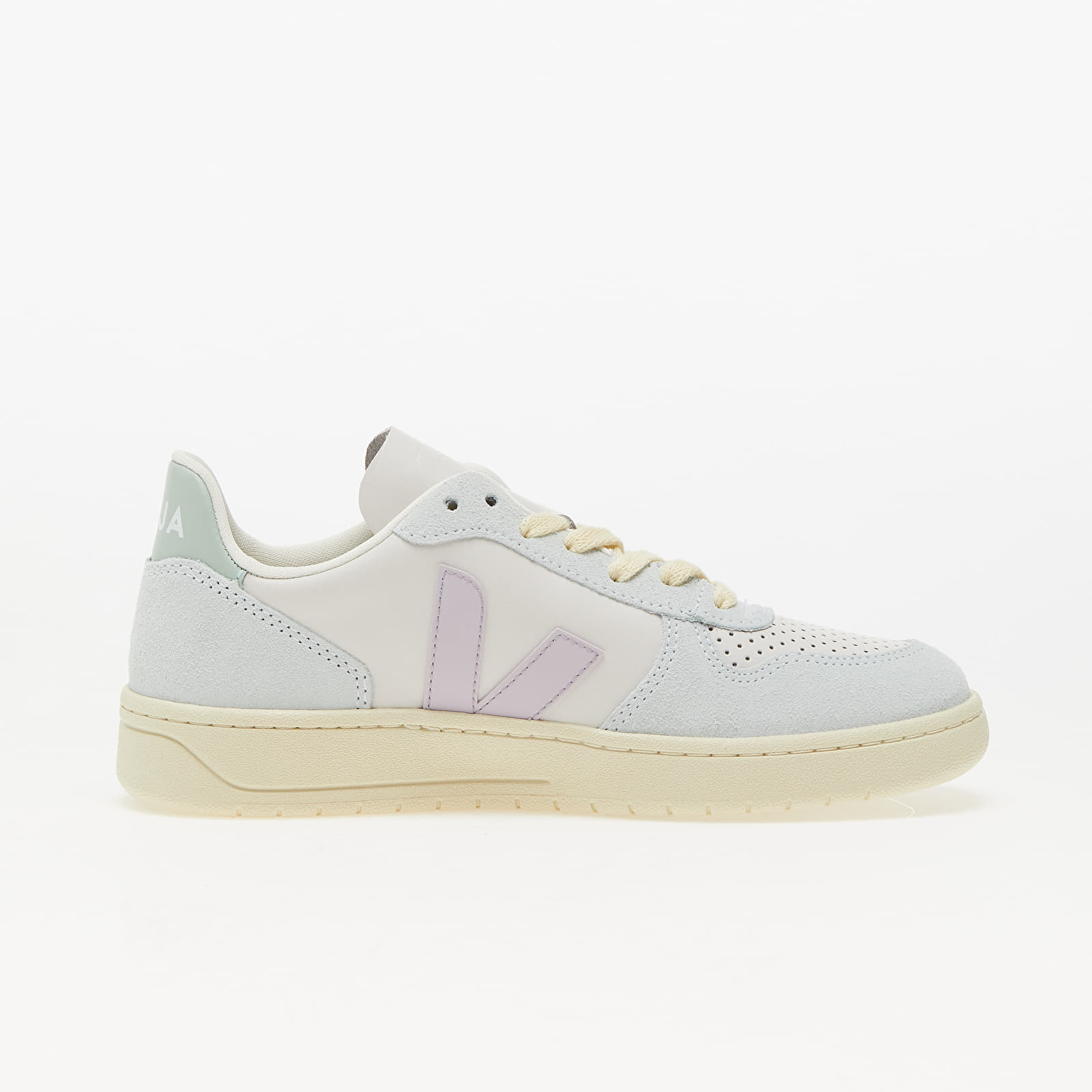 Chaussures et baskets femme Veja W V-10 Leather Gravel Menthol Parme