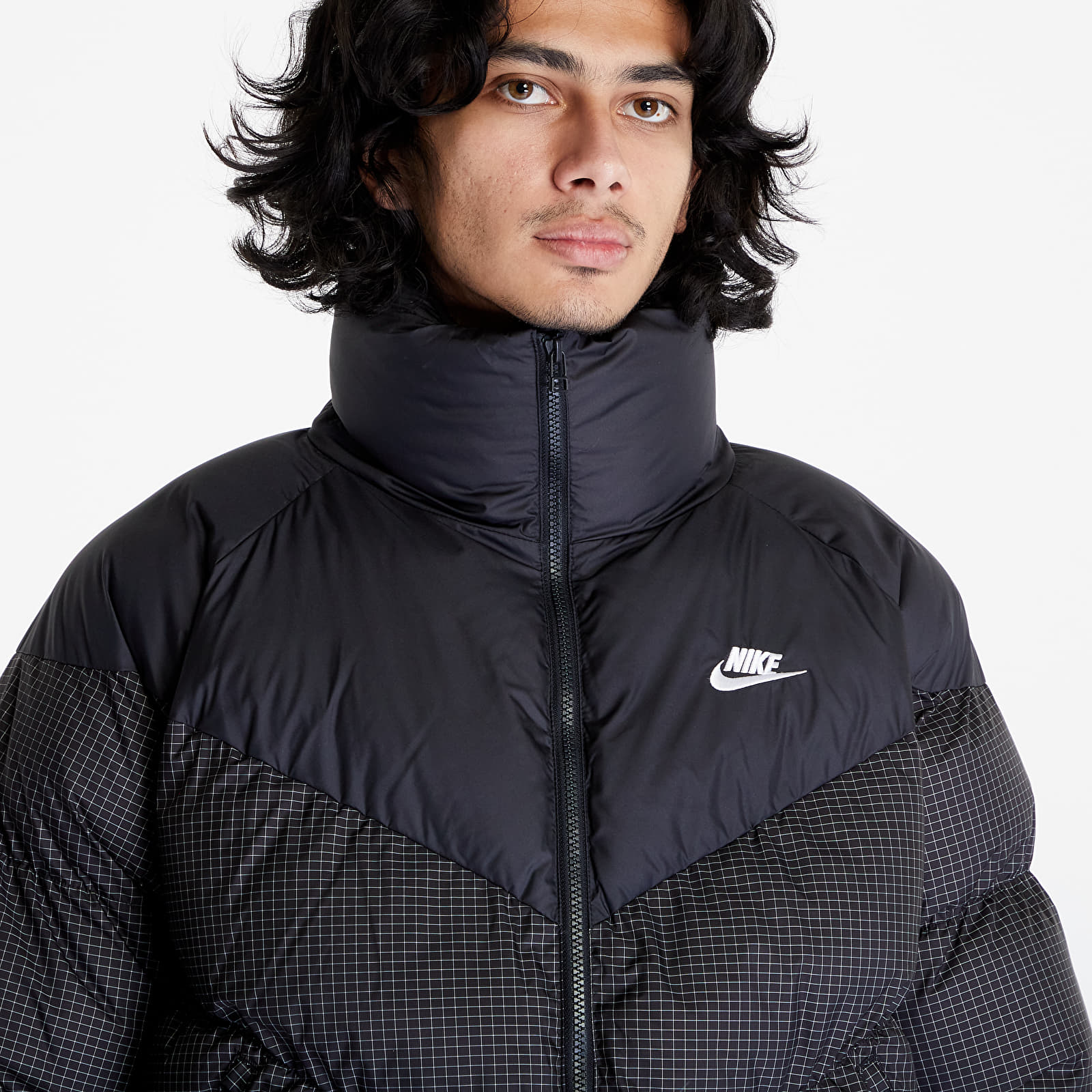 Pánské bundy Nike Sportswear Windpuffer Therma-FIT Loose Puffer Jacket Black/ White