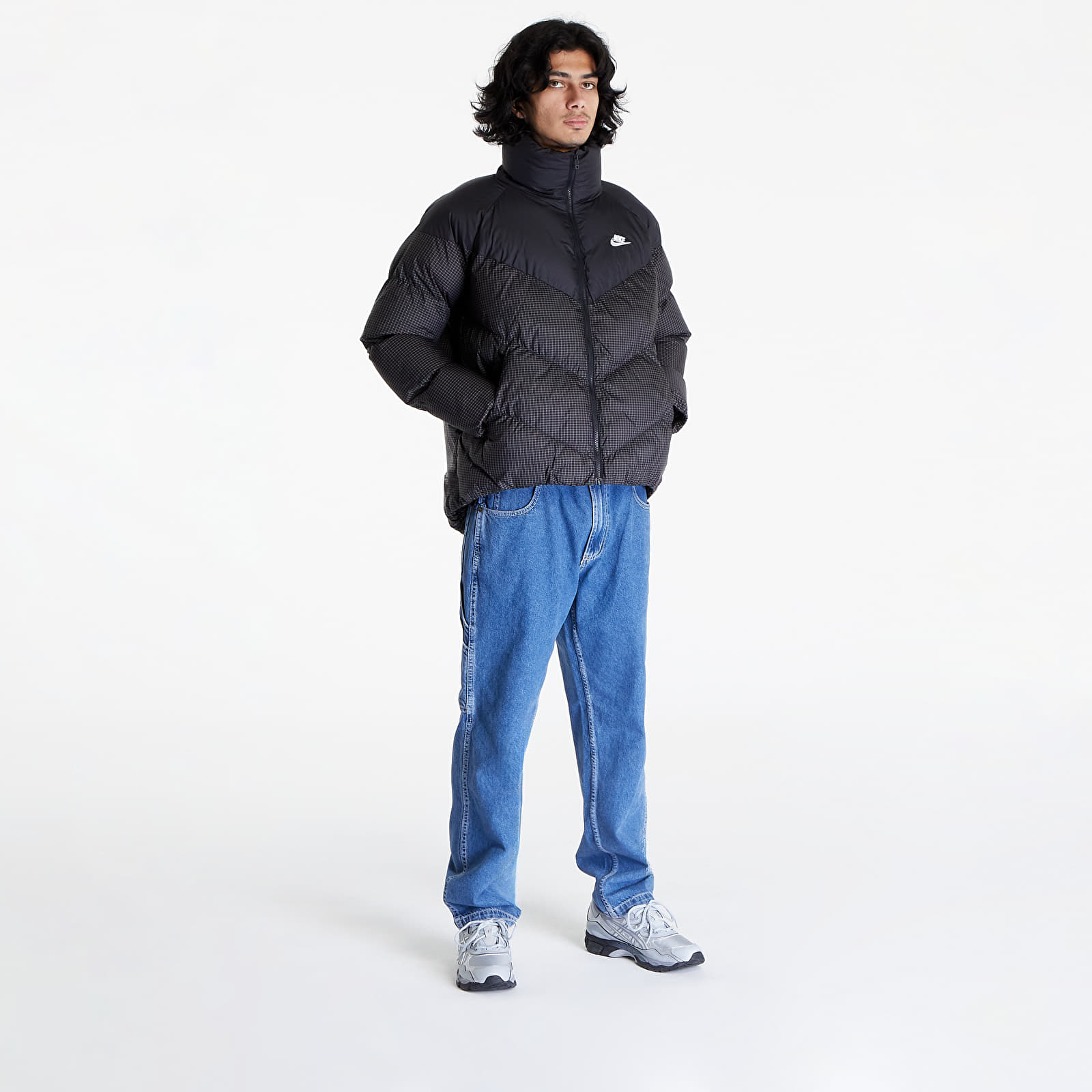 Pánské bundy Nike Sportswear Windpuffer Therma-FIT Loose Puffer Jacket Black/ White