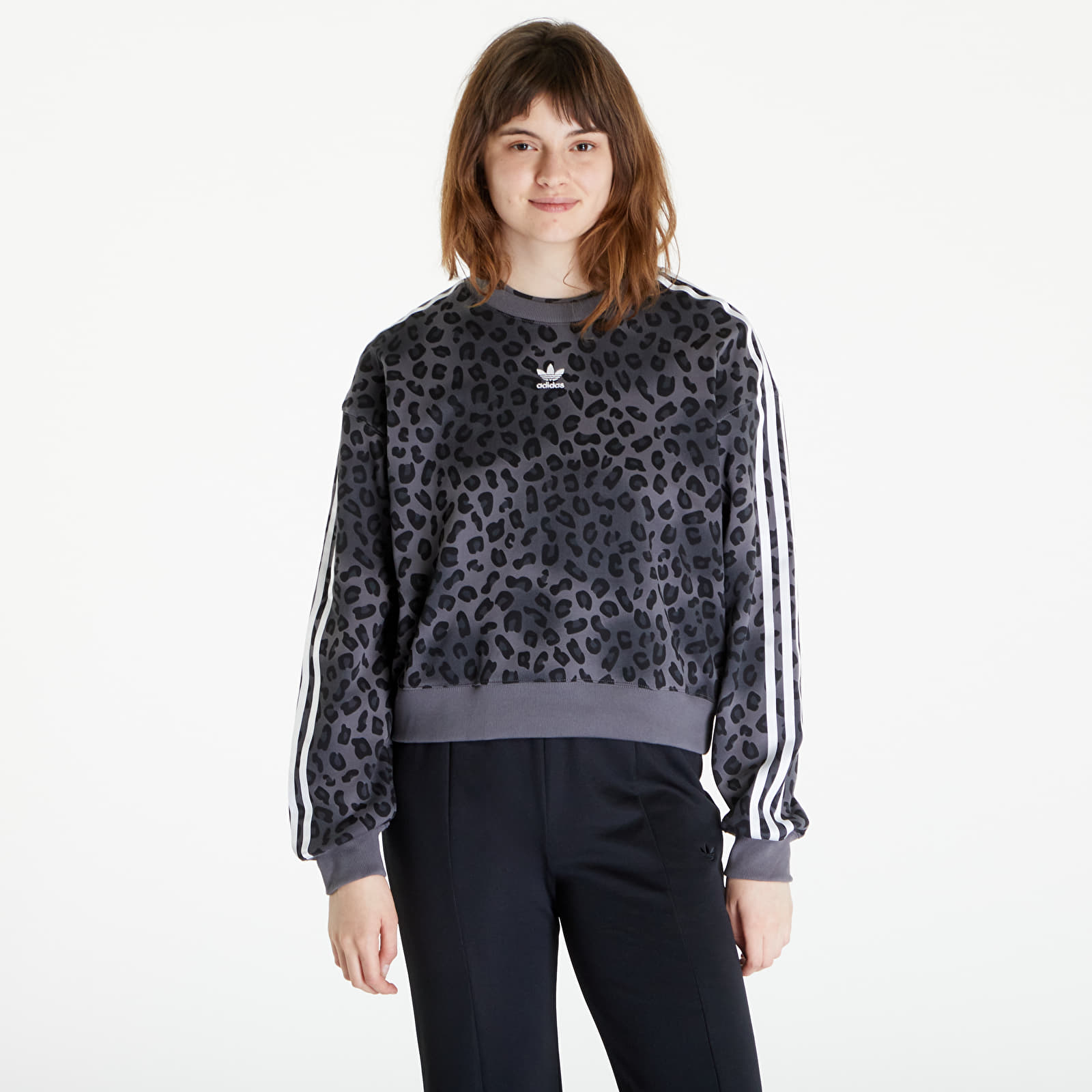 Mikiny adidas Aop Crew Sweatshirt Grey Five