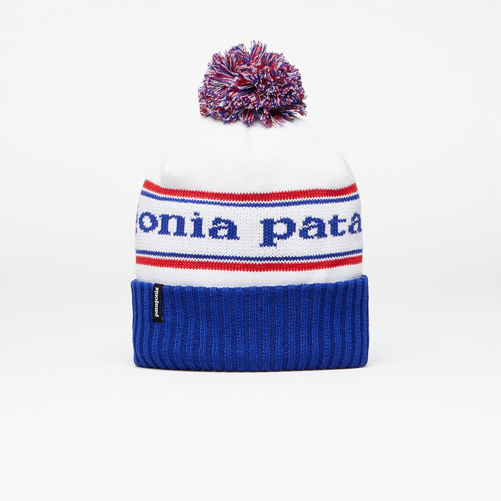 Hats Patagonia Powder Town Beanie Blue White Red Queens