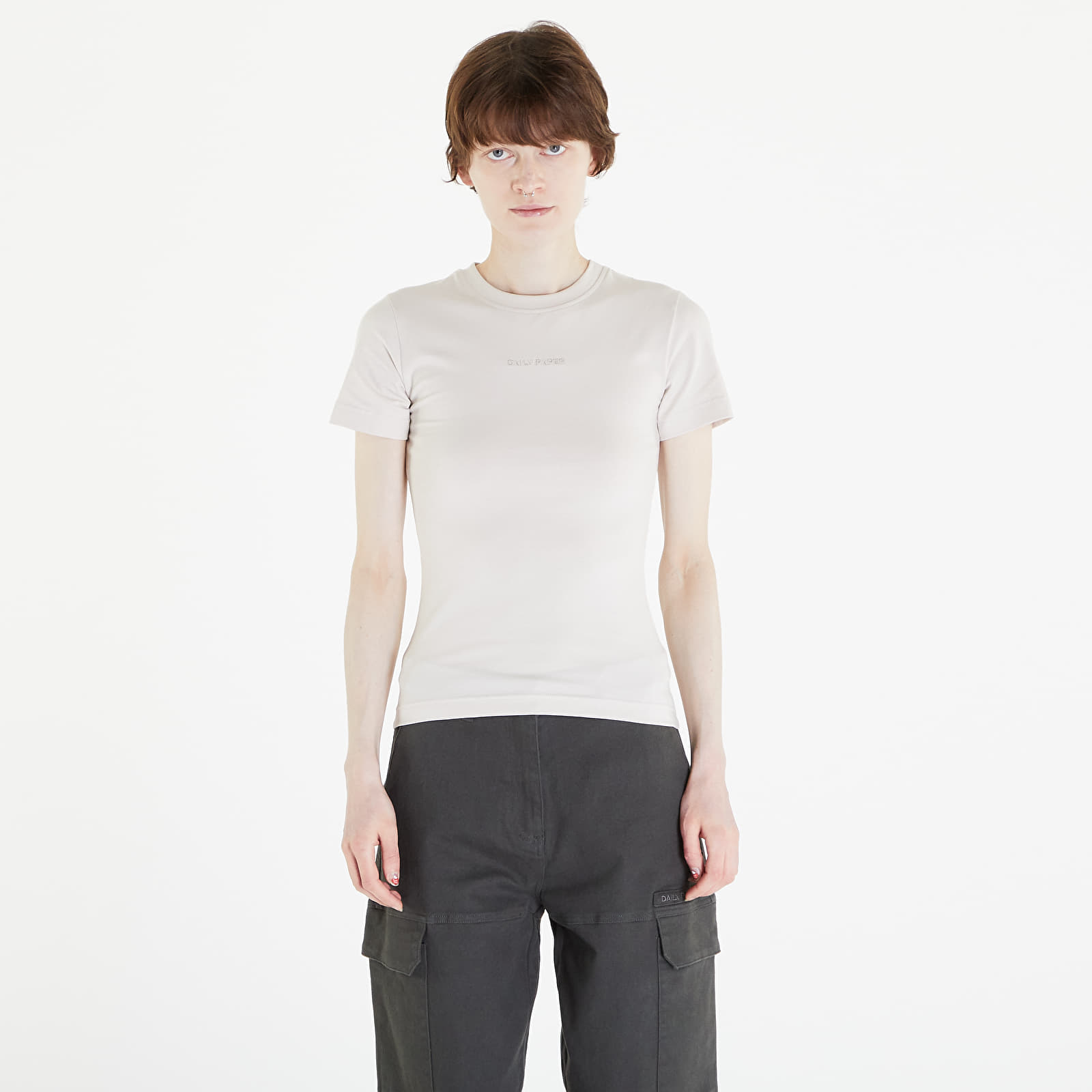 T-shirts Daily Paper Logotype Women Fitted Short Sleeve T-Shirt Moonstruck Beige