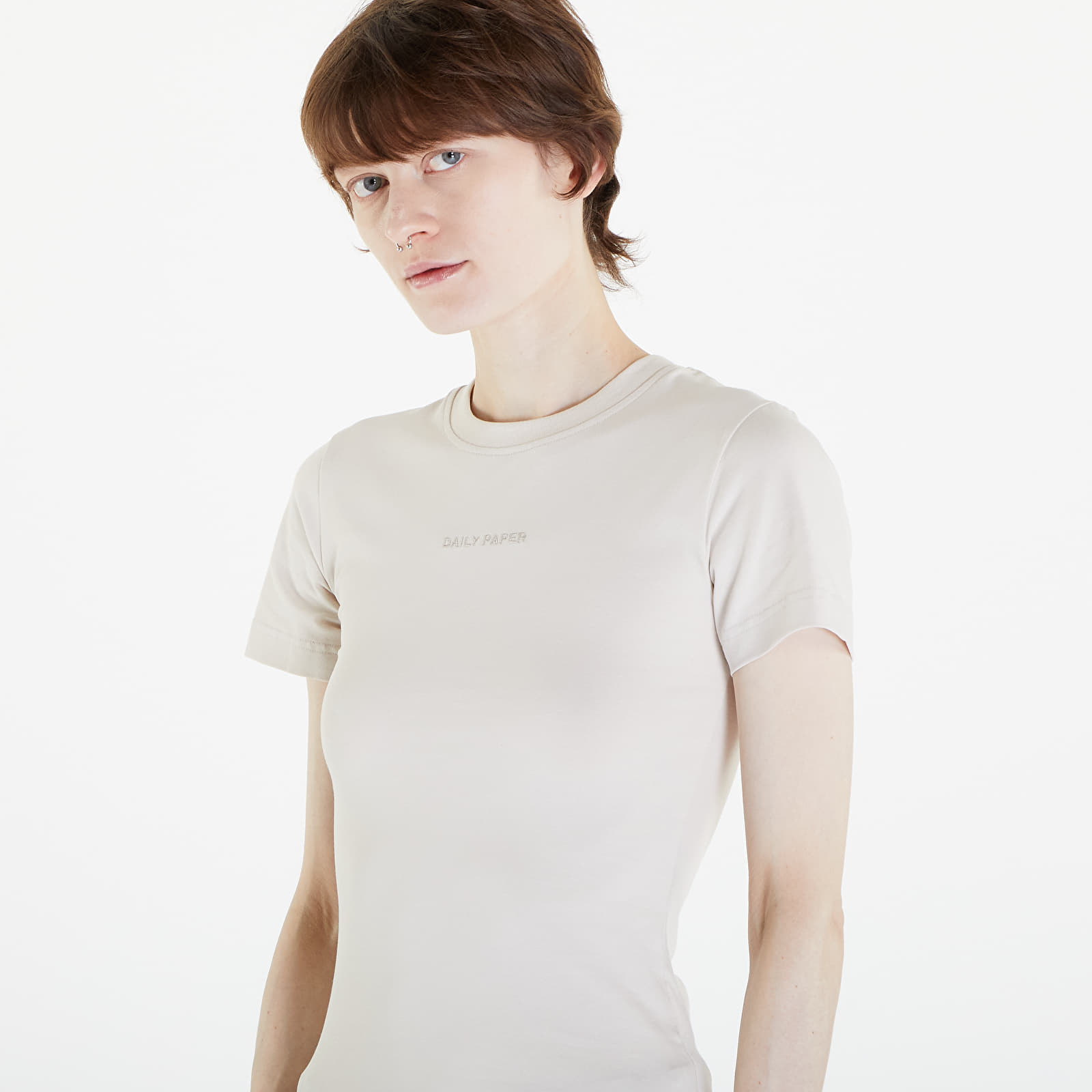 T-shirts Daily Paper Logotype Women Fitted Short Sleeve T-Shirt Moonstruck Beige