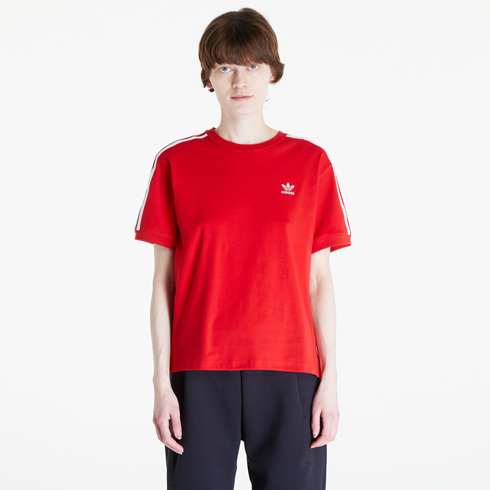 Maglietta adidas 3 Stripe Tee Better Scarlet XS