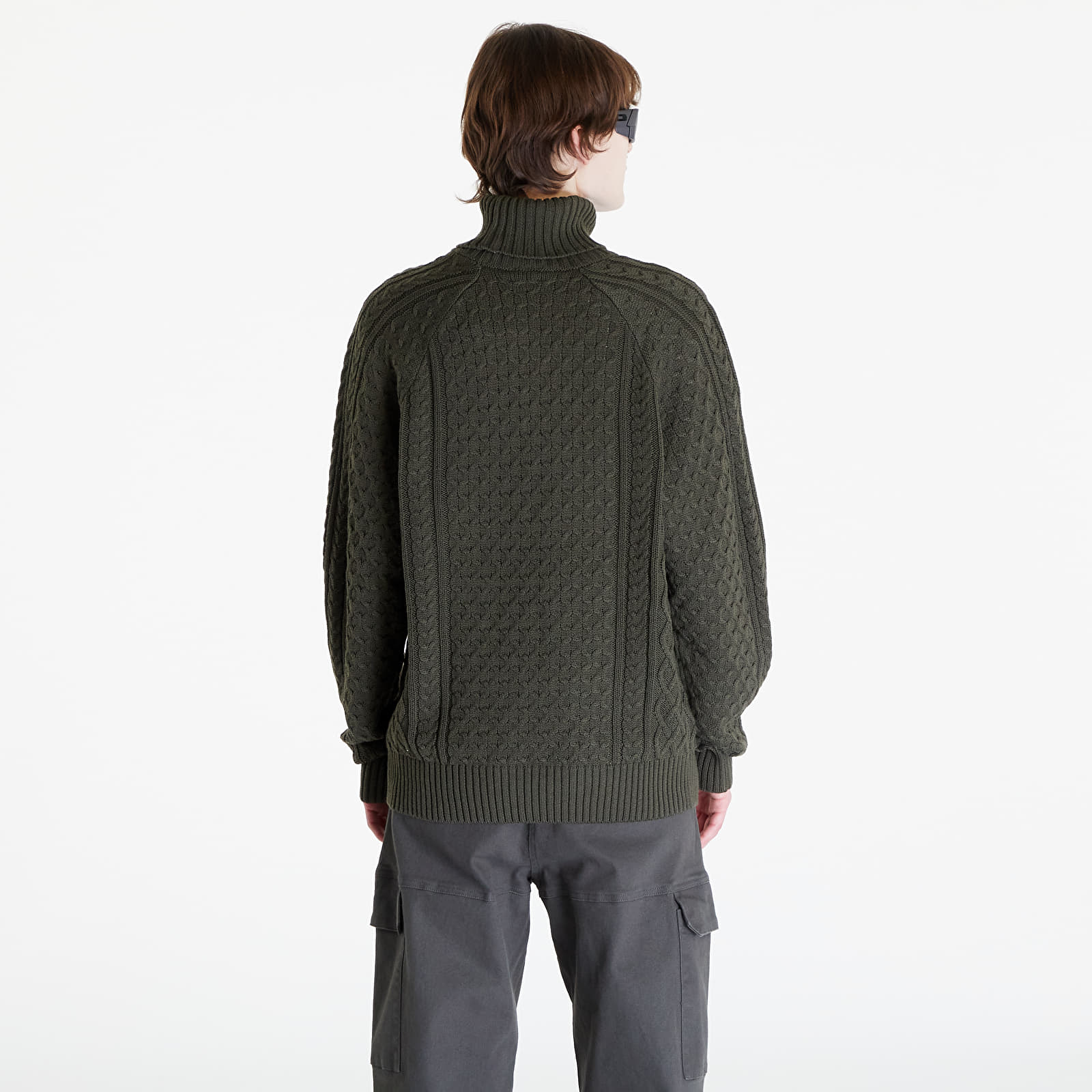 Pulóverek Nike Life Men's Cable Knit Turtleneck Sweater Cargo Khaki