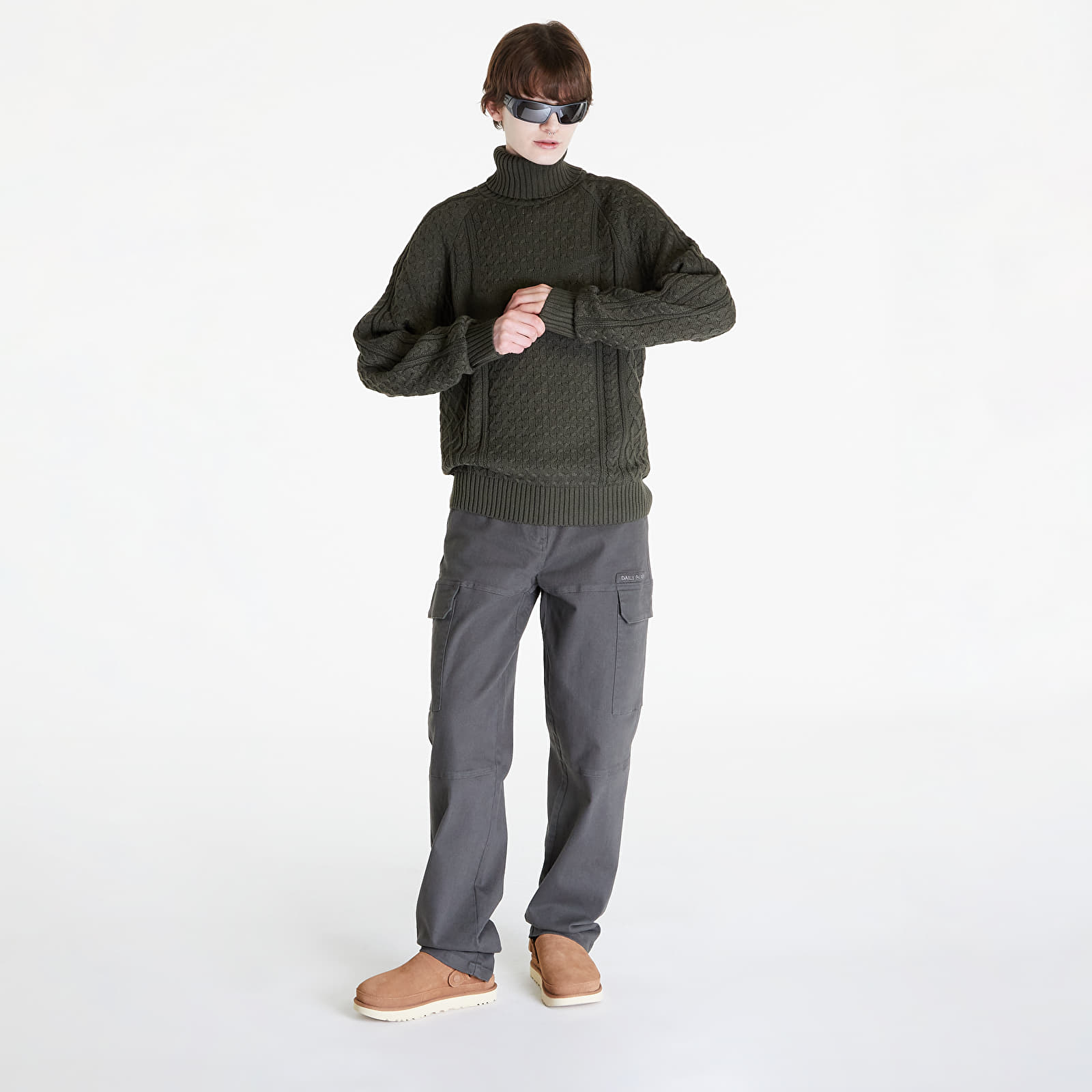 Pulóverek Nike Life Men's Cable Knit Turtleneck Sweater Cargo Khaki
