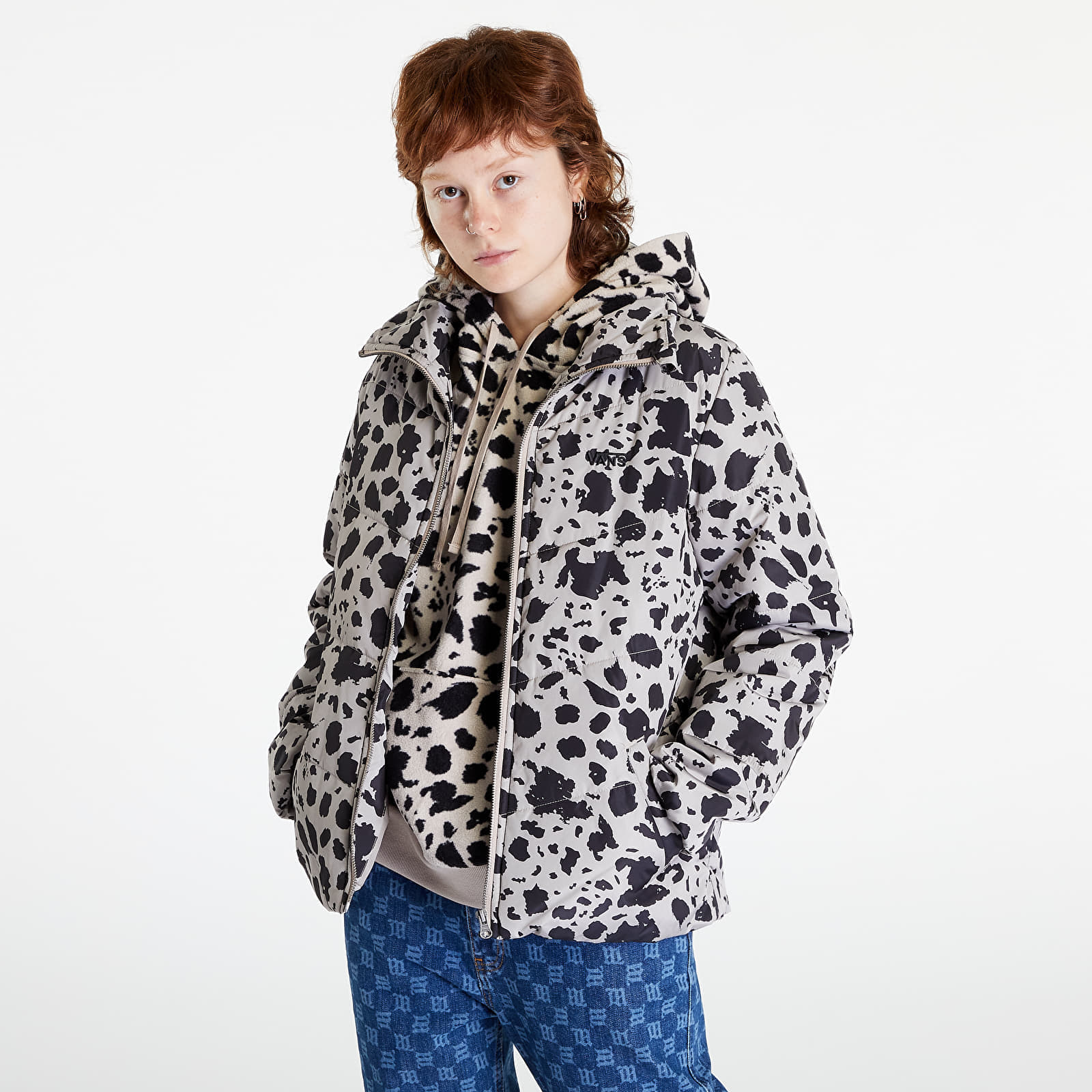 Jackets and Coats Vans Foundry Print Puff MTE Dotty Animal Black Queens