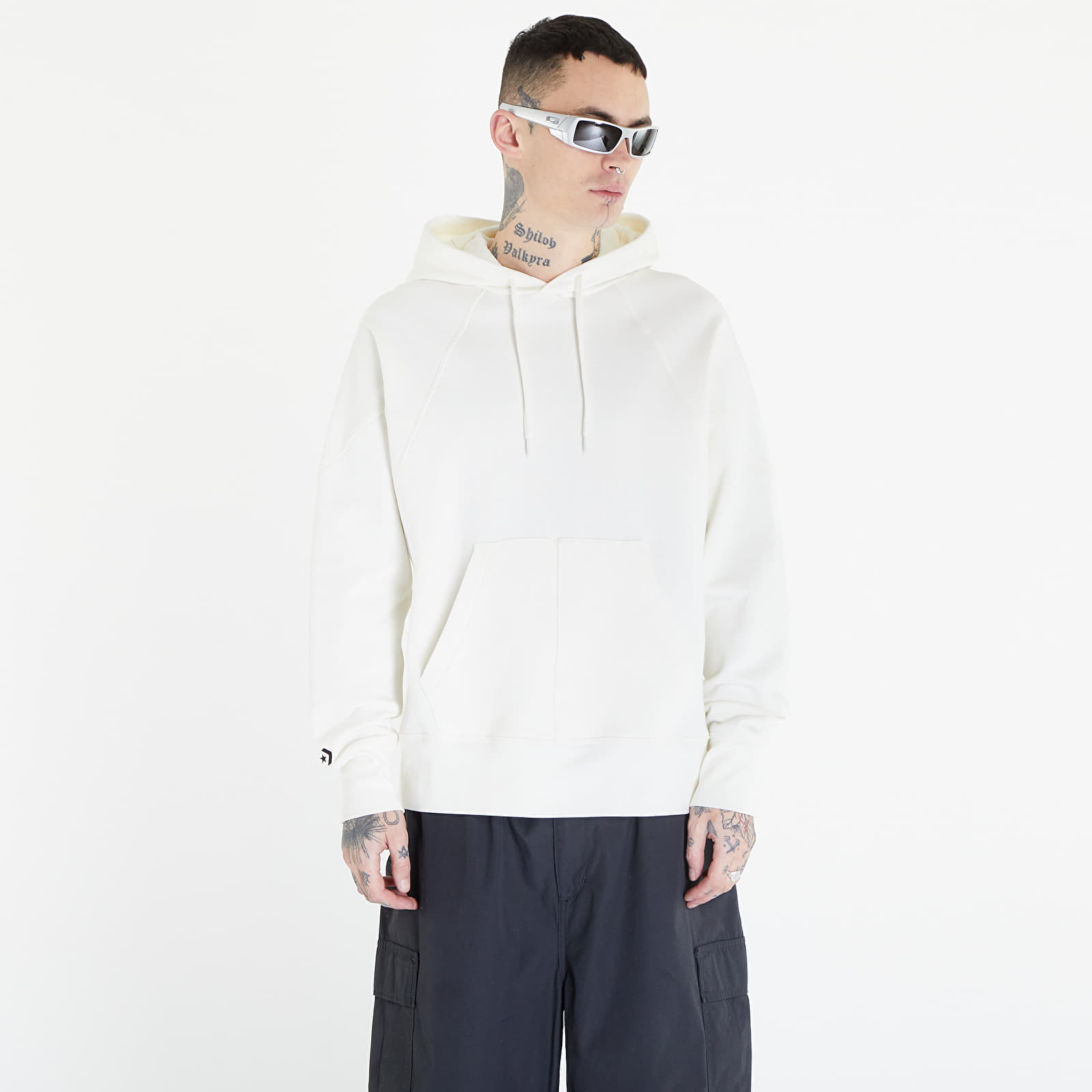 Mikine in puloverji Converse Shapes Triangle Pullover Hoodie UNISEX Egret