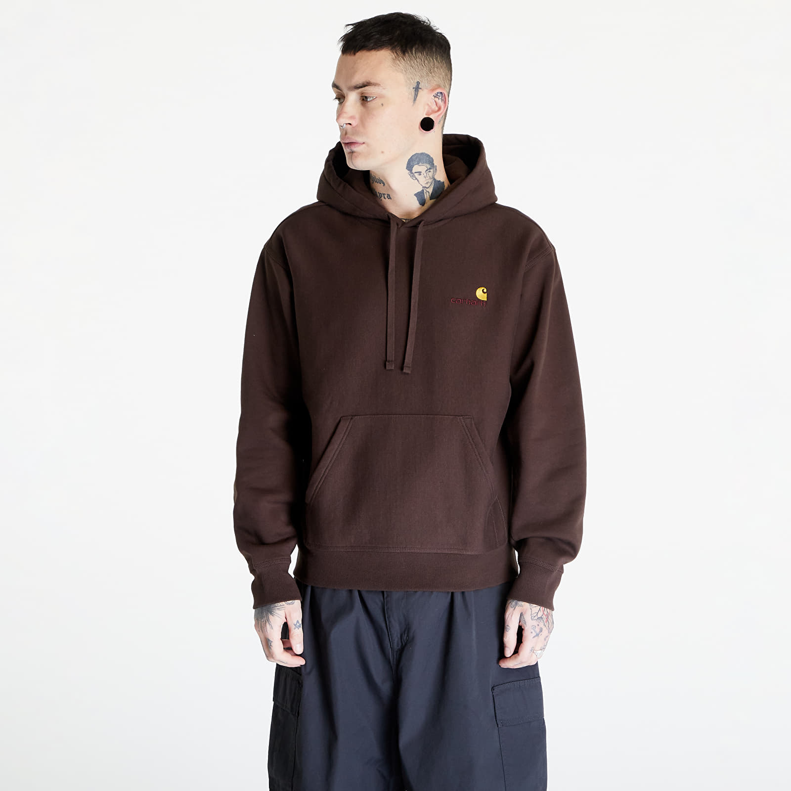 Mikinas ar kapuci un sporta krekli Carhartt WIP Hooded American Script Sweat UNISEX Tobacco