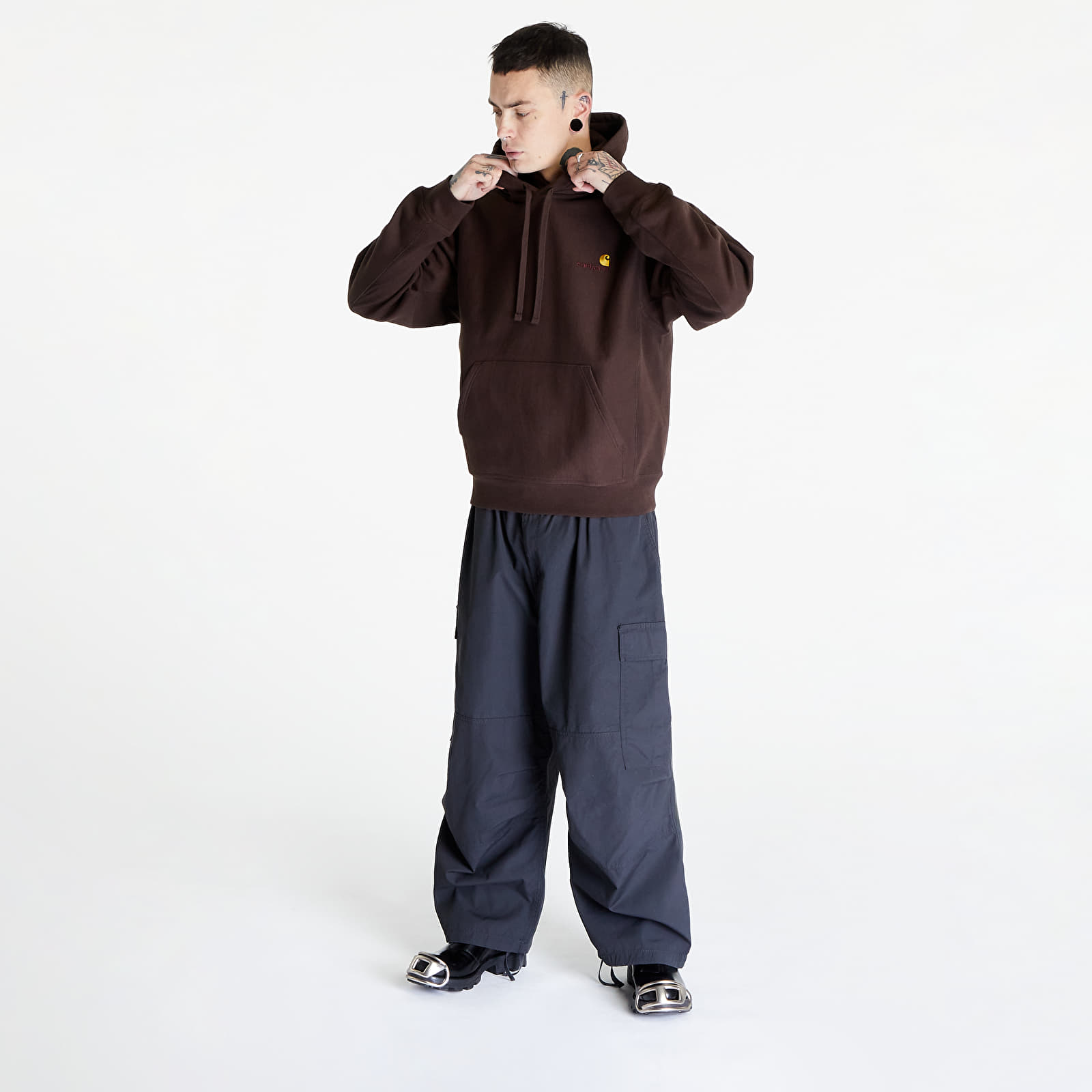Mikinas ar kapuci un sporta krekli Carhartt WIP Hooded American Script Sweat UNISEX Tobacco