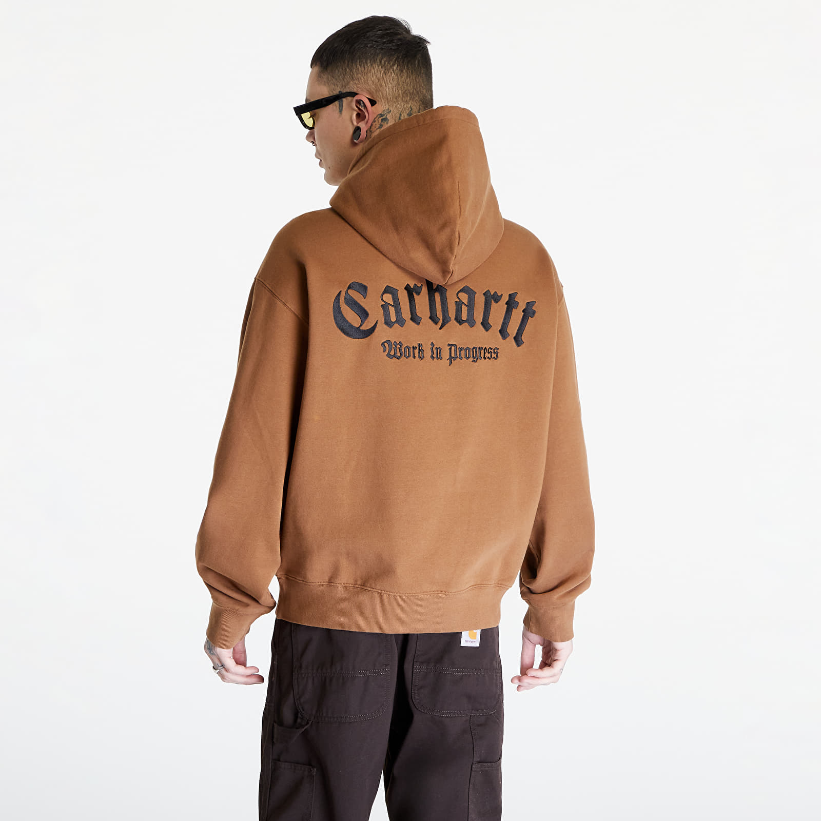 Sudaderas Carhartt WIP Hooded Onyx Script Sweat UNISEX Hamilton Brown/ Black