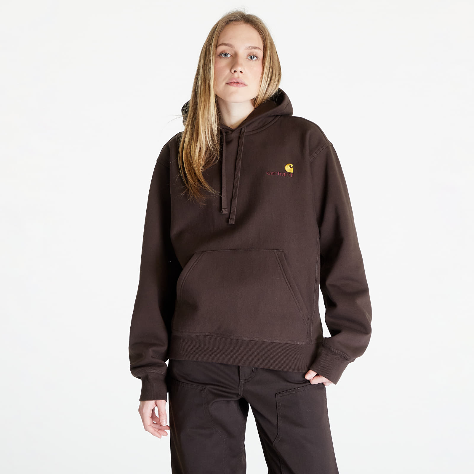 Hoodies and sweatshirts Carhartt WIP Hooded American Script Sweat UNISEX Tobacco Queens