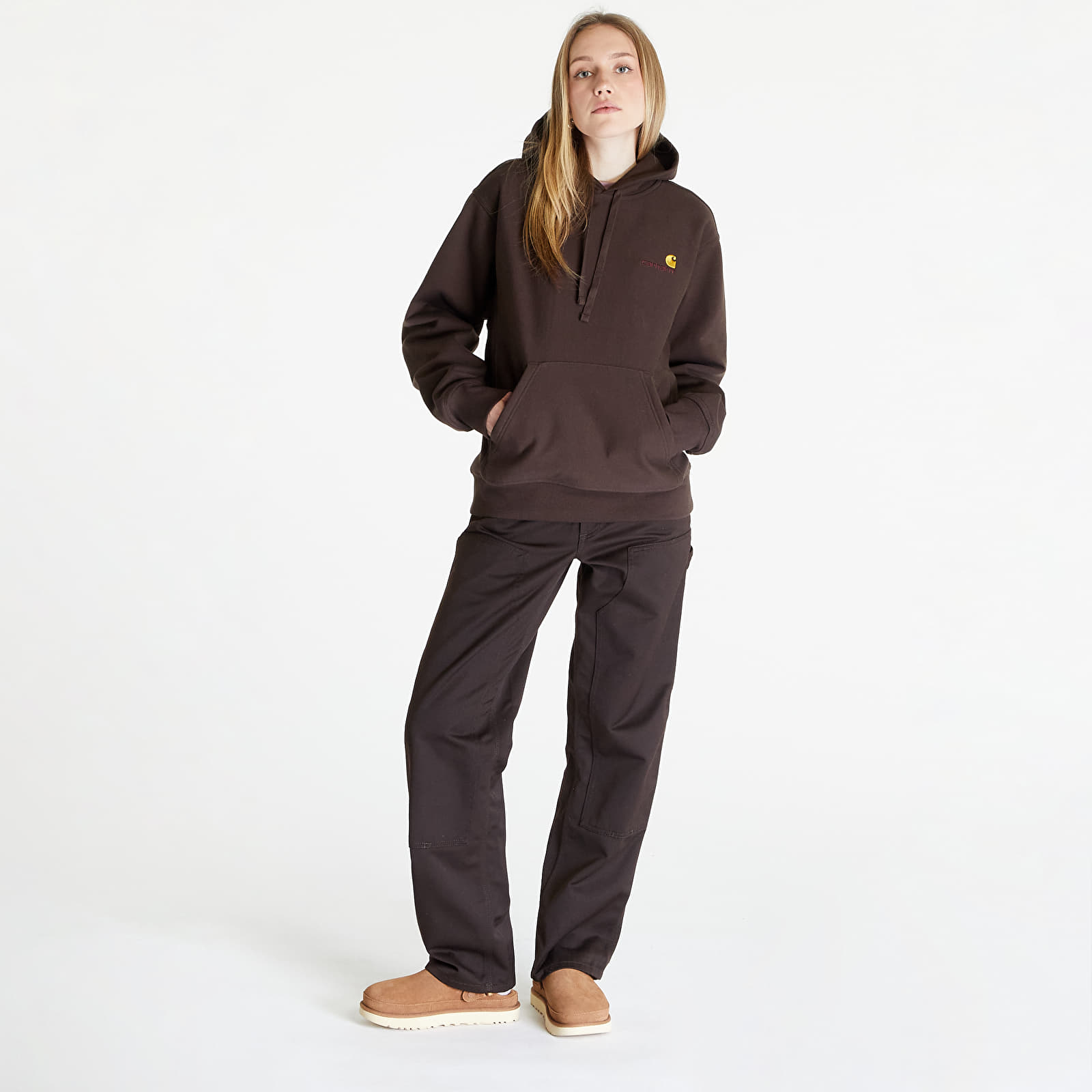 Mikinas ar kapuci un sporta krekli Carhartt WIP Hooded American Script Sweat UNISEX Tobacco