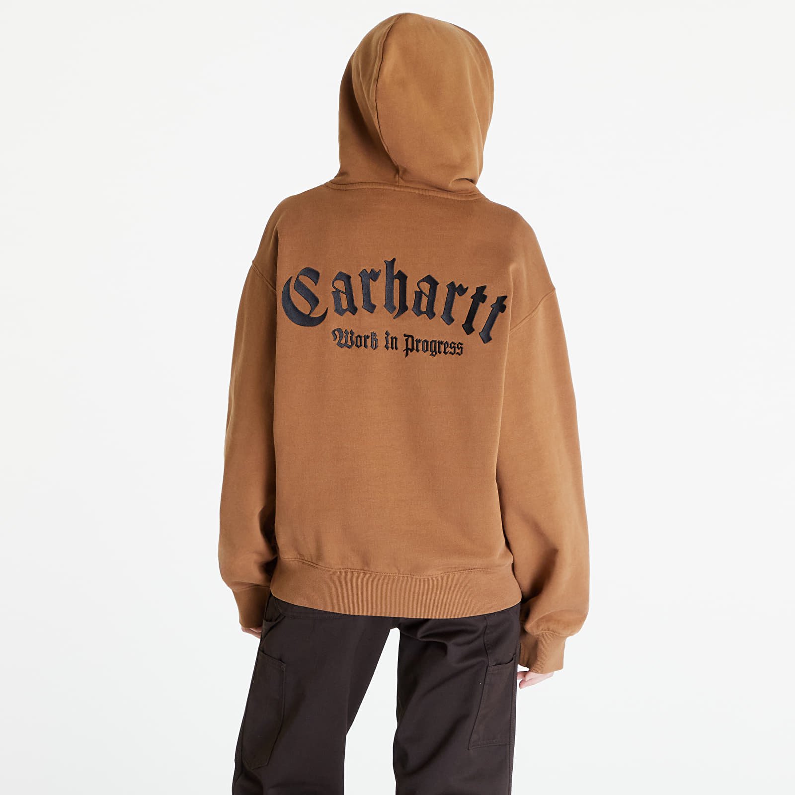 Sudaderas Carhartt WIP Hooded Onyx Script Sweat UNISEX Hamilton Brown/ Black