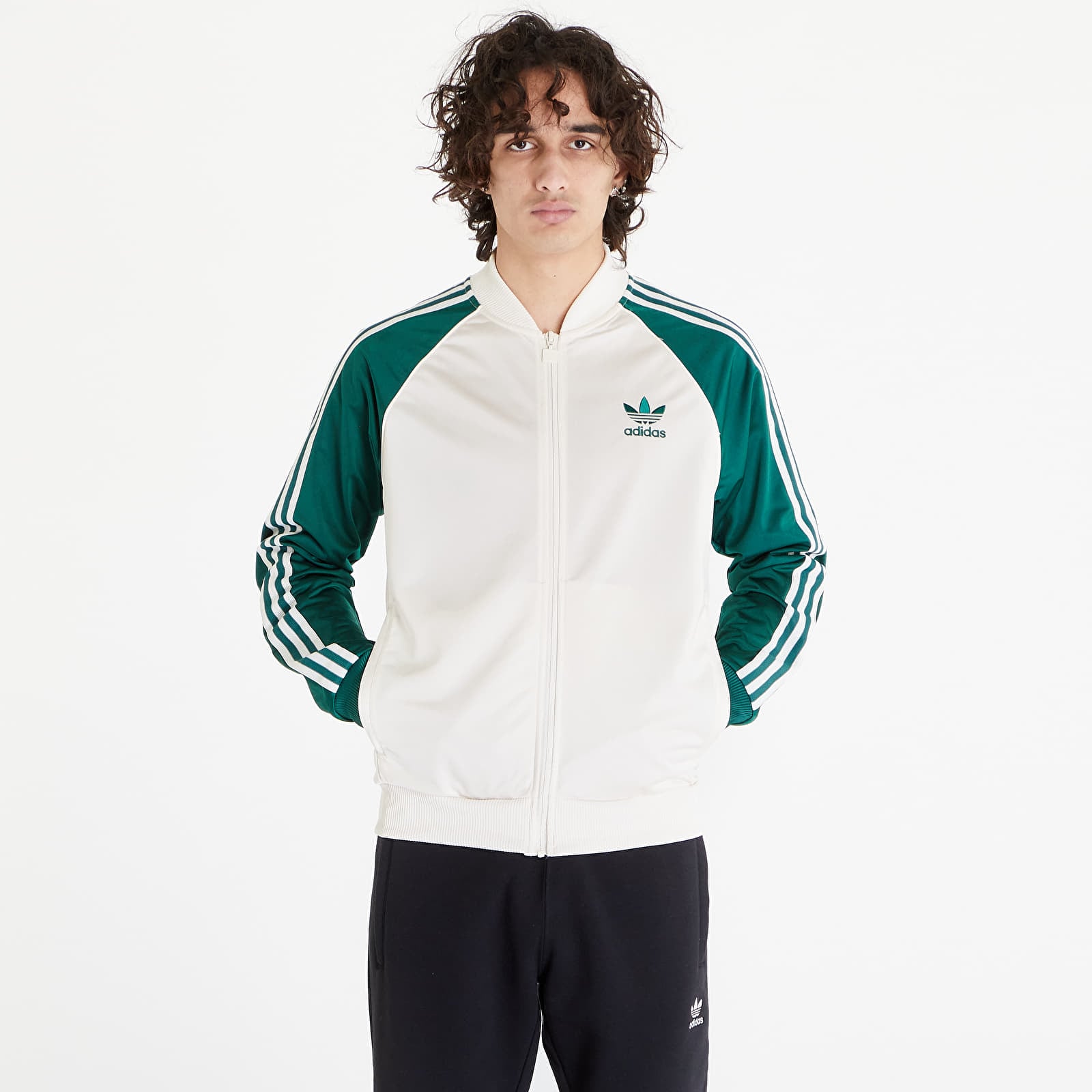 adidas SST トラックトップス ワンダーホワイト×カレッジグリーン(S