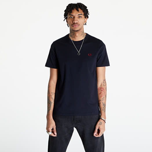 T shirts FRED PERRY Crew Neck T Shirt Navy Burnt Red Queens
