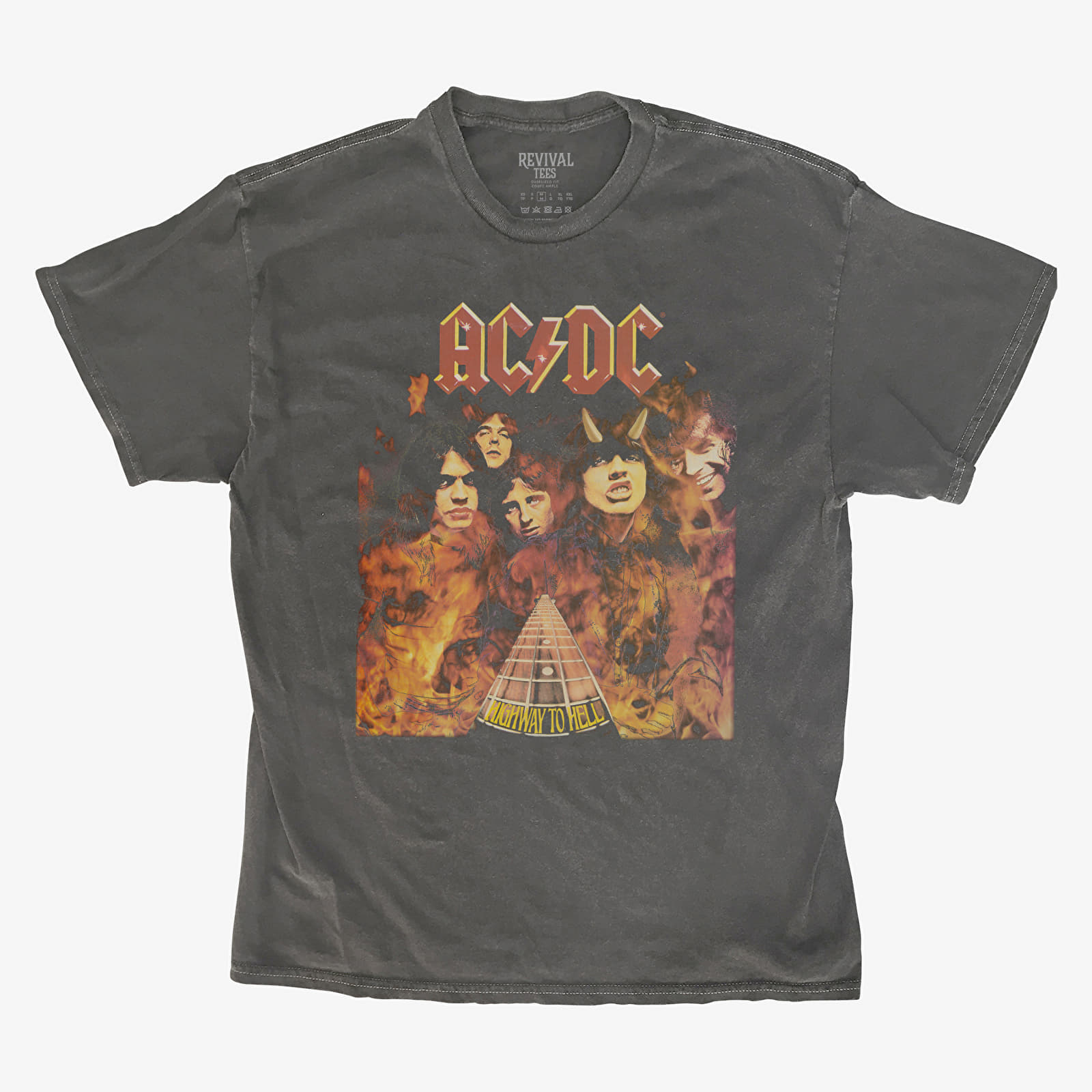 T-shirts Merch Revival Tee - AC/DC Guitar Neck Band Portrait Unisex T-Shirt Black