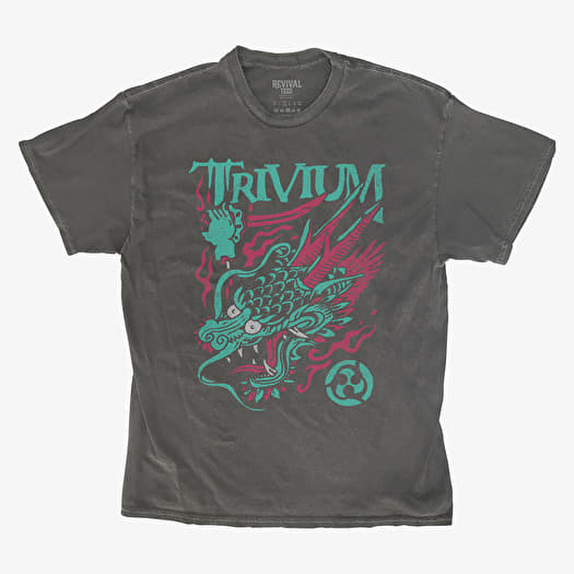 Tričko Merch Revival Tee - Trivium Logo Turquoise Dragon Unisex T-Shirt Black
