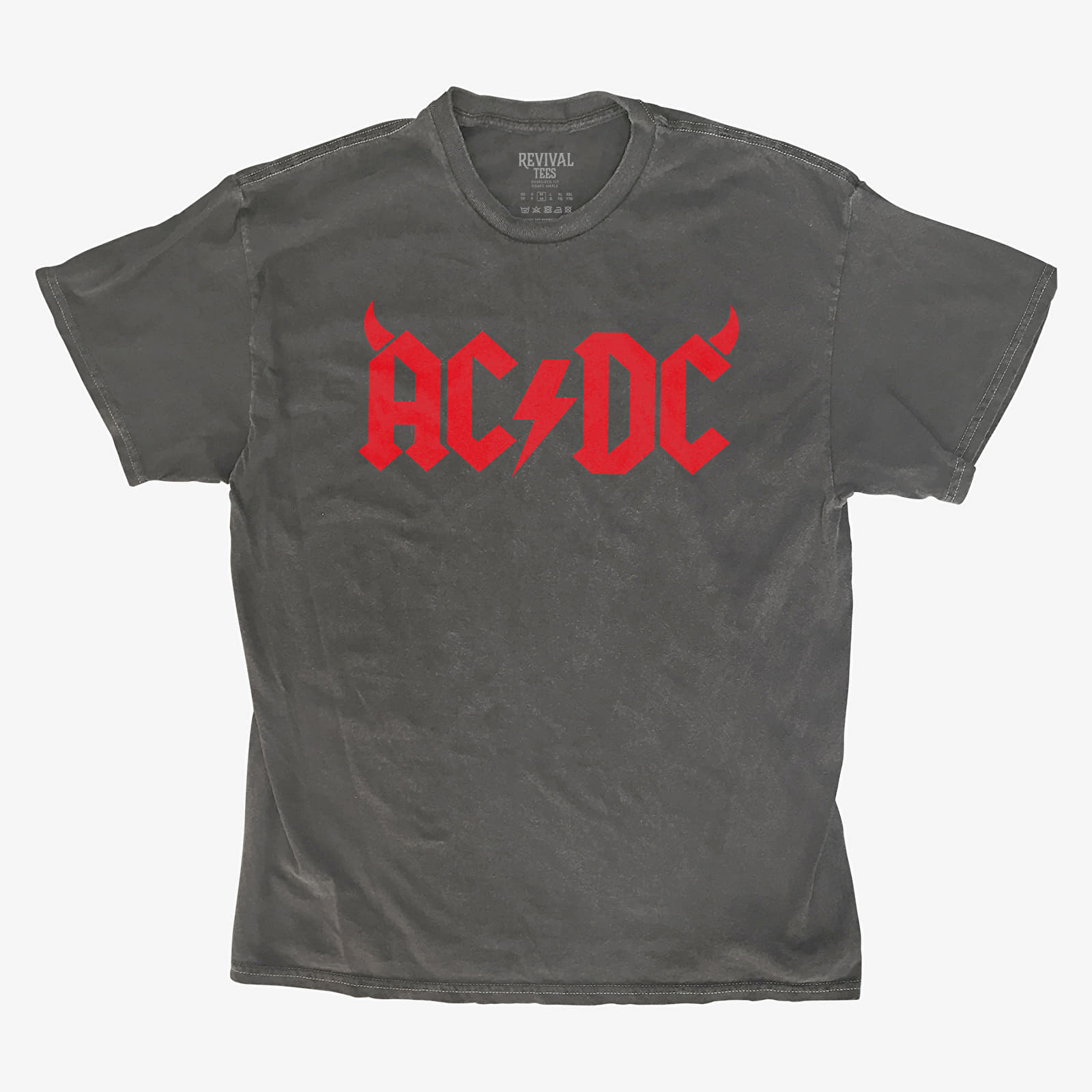 Magliette Merch Revival Tee - AC/DC Red Horns Logo Unisex T-Shirt Black