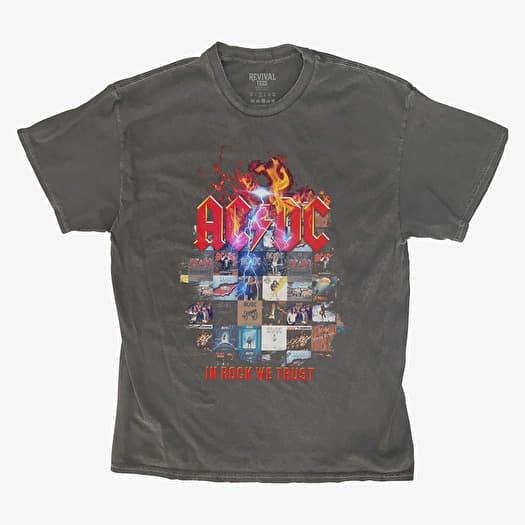 Merch Revival Tee - AC/DC In Rock We Trust Album Cover Unisex T-Shirt Black