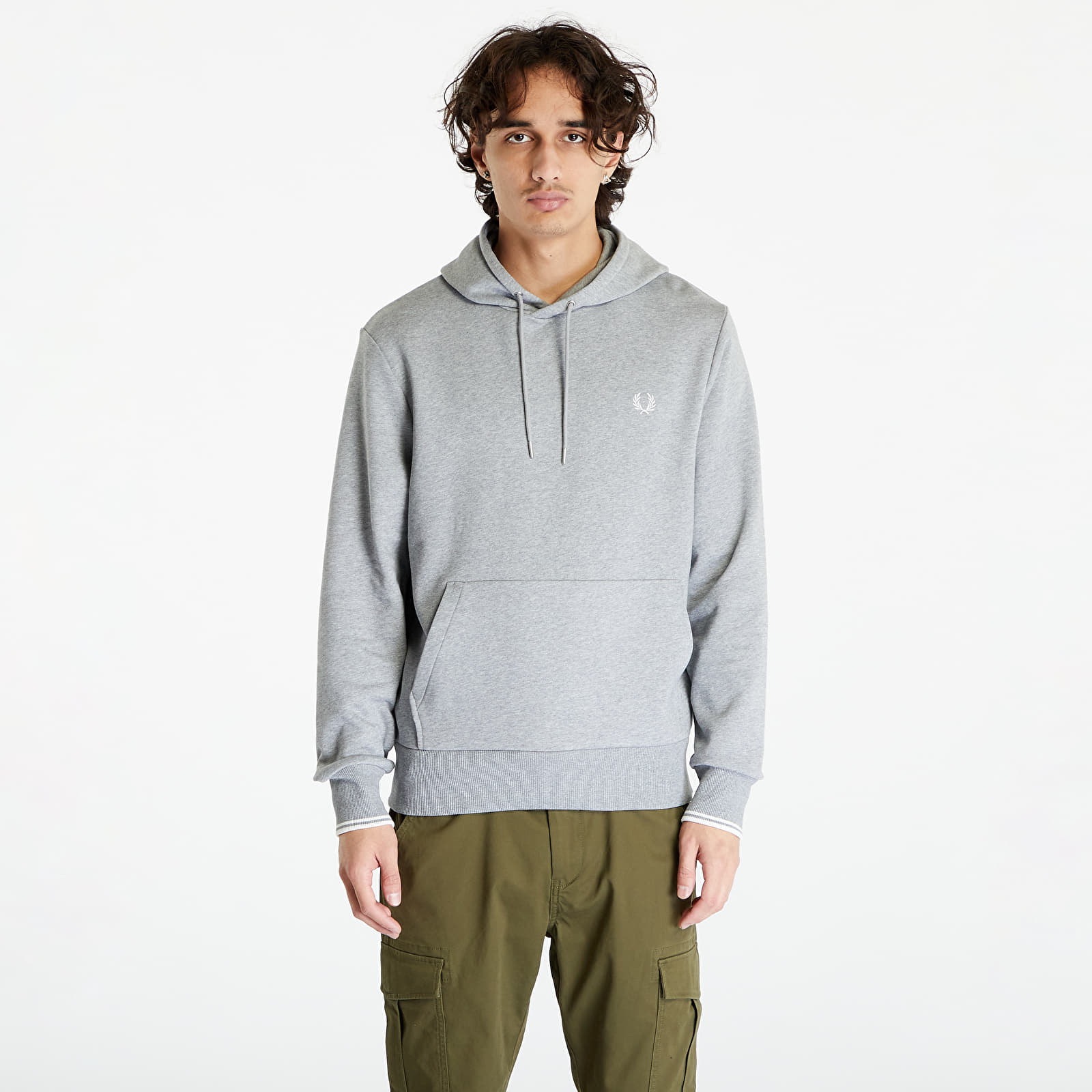 Mikiny FRED PERRY Tipped Hooded Sweatshirt Steel Marl