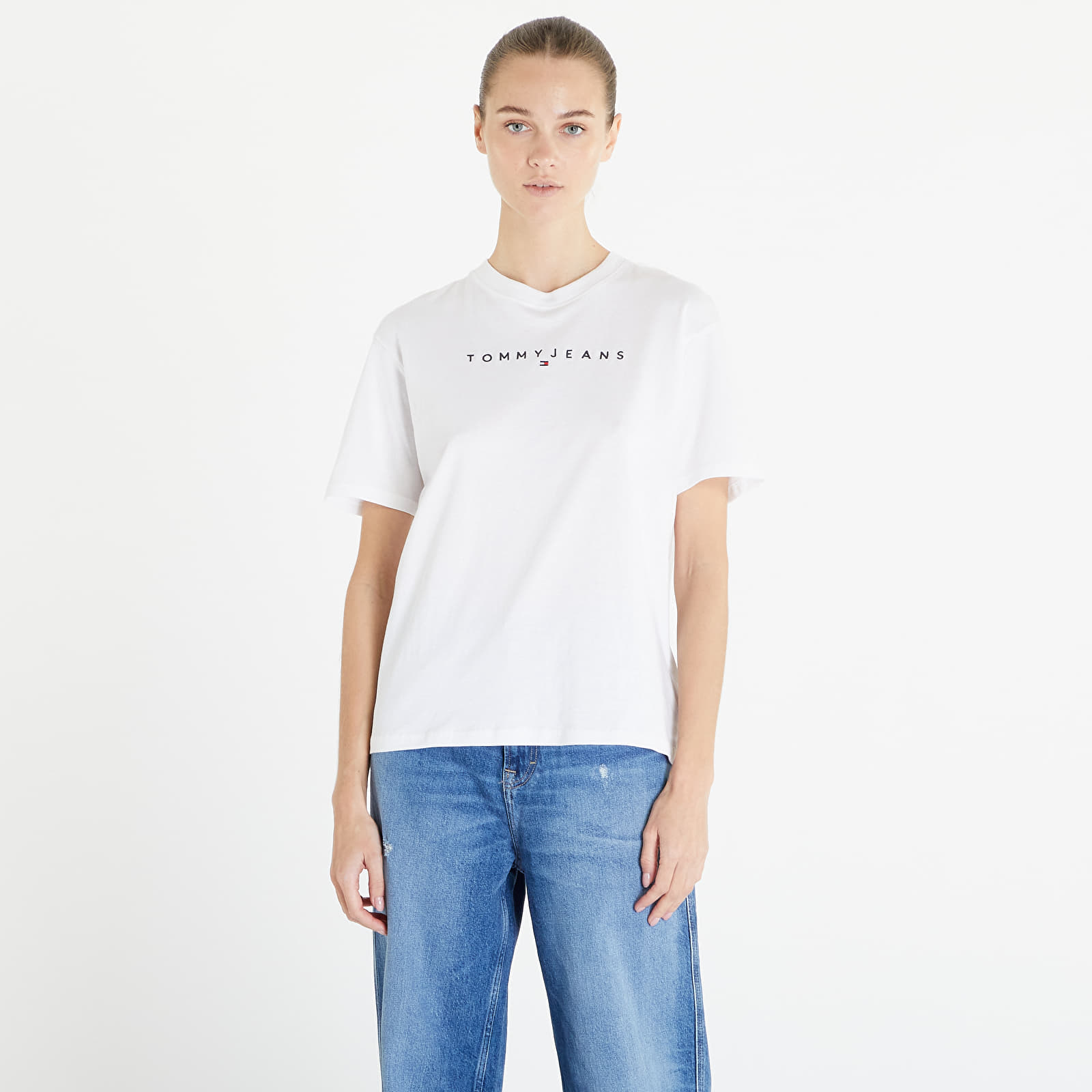Trička Tommy Jeans Relaxed New Linear Short Sleeve Tee White