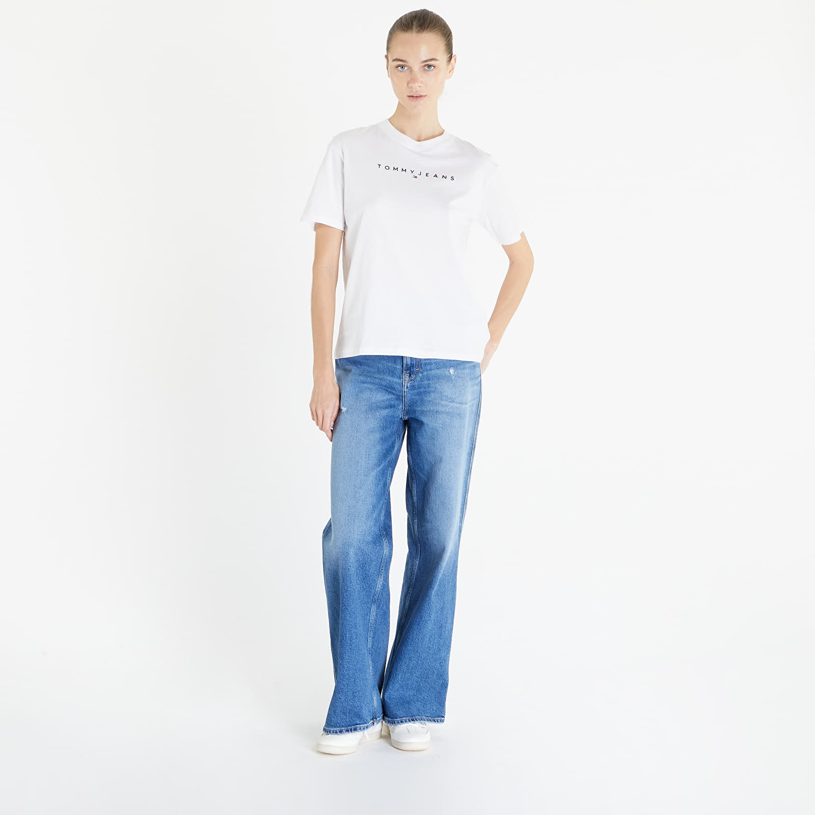 Trička Tommy Jeans Relaxed New Linear Short Sleeve Tee White