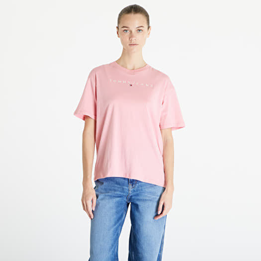 Pink tommy jeans t shirt online