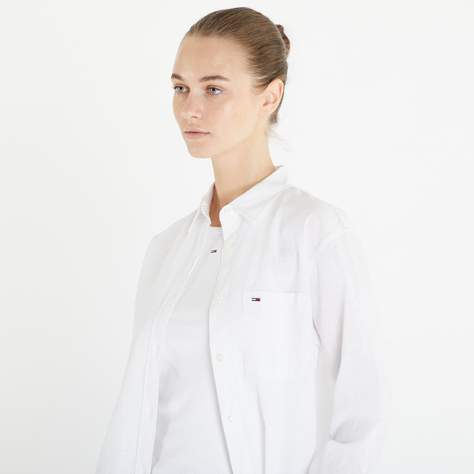 Hemden Tommy Jeans Solid Linen Blend Shirt White