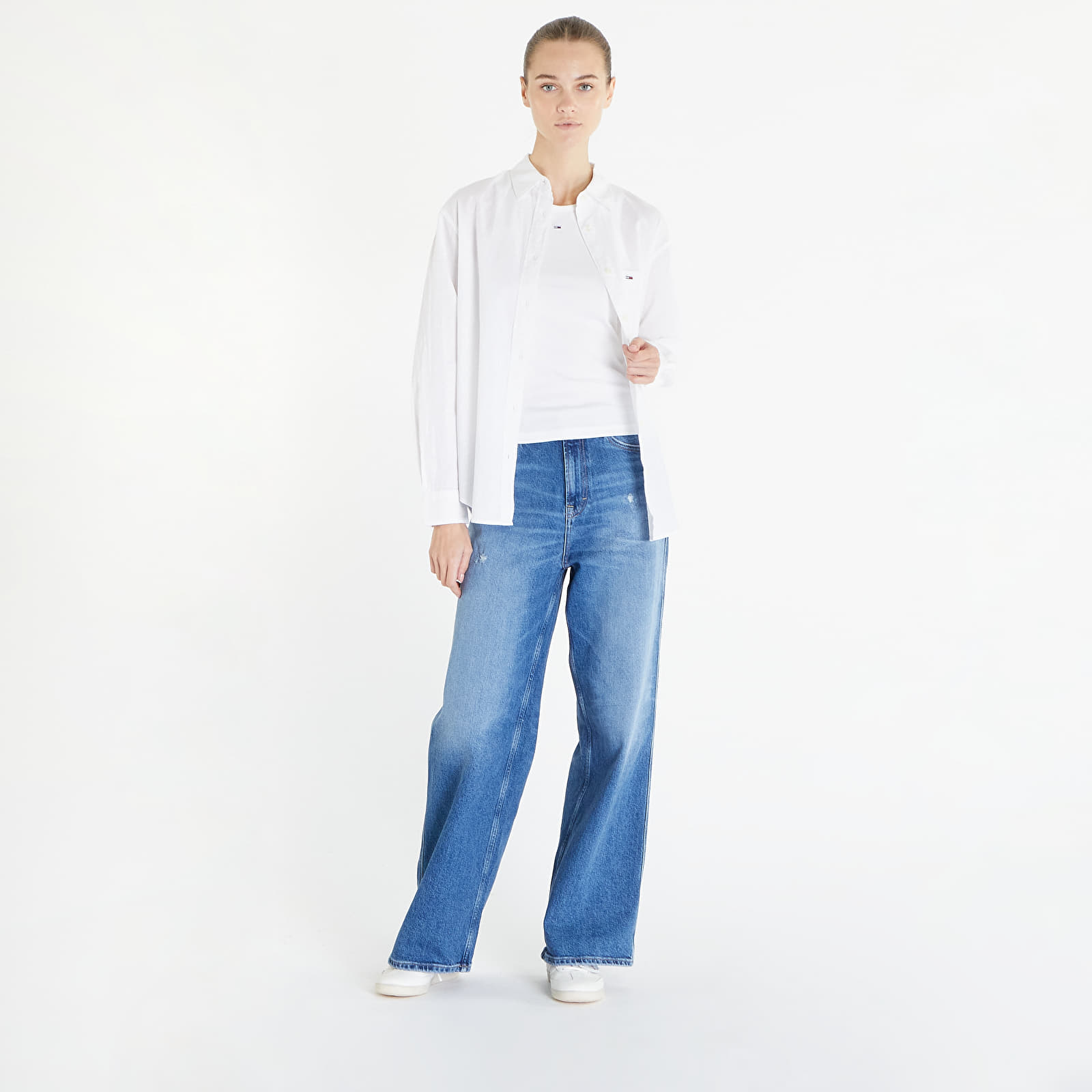 Hemden Tommy Jeans Solid Linen Blend Shirt White