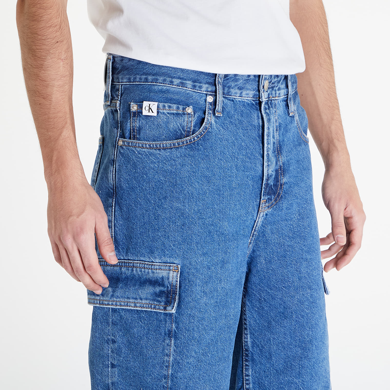 Moške kratke hlače Calvin Klein Jeans 90'S Loose Cargo Short Denim Medium