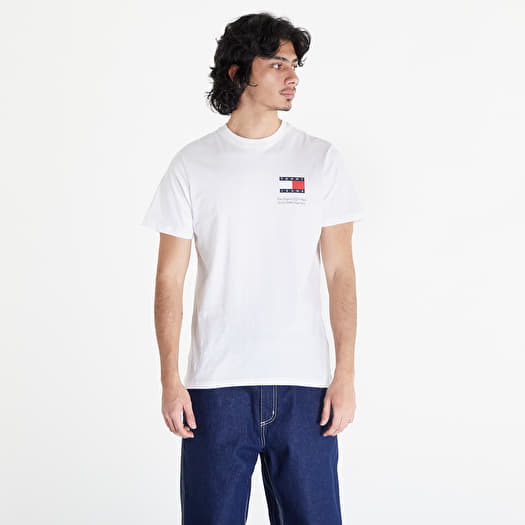 Tricou Tommy Jeans Slim Essential Flag Short Sleeve Tee White