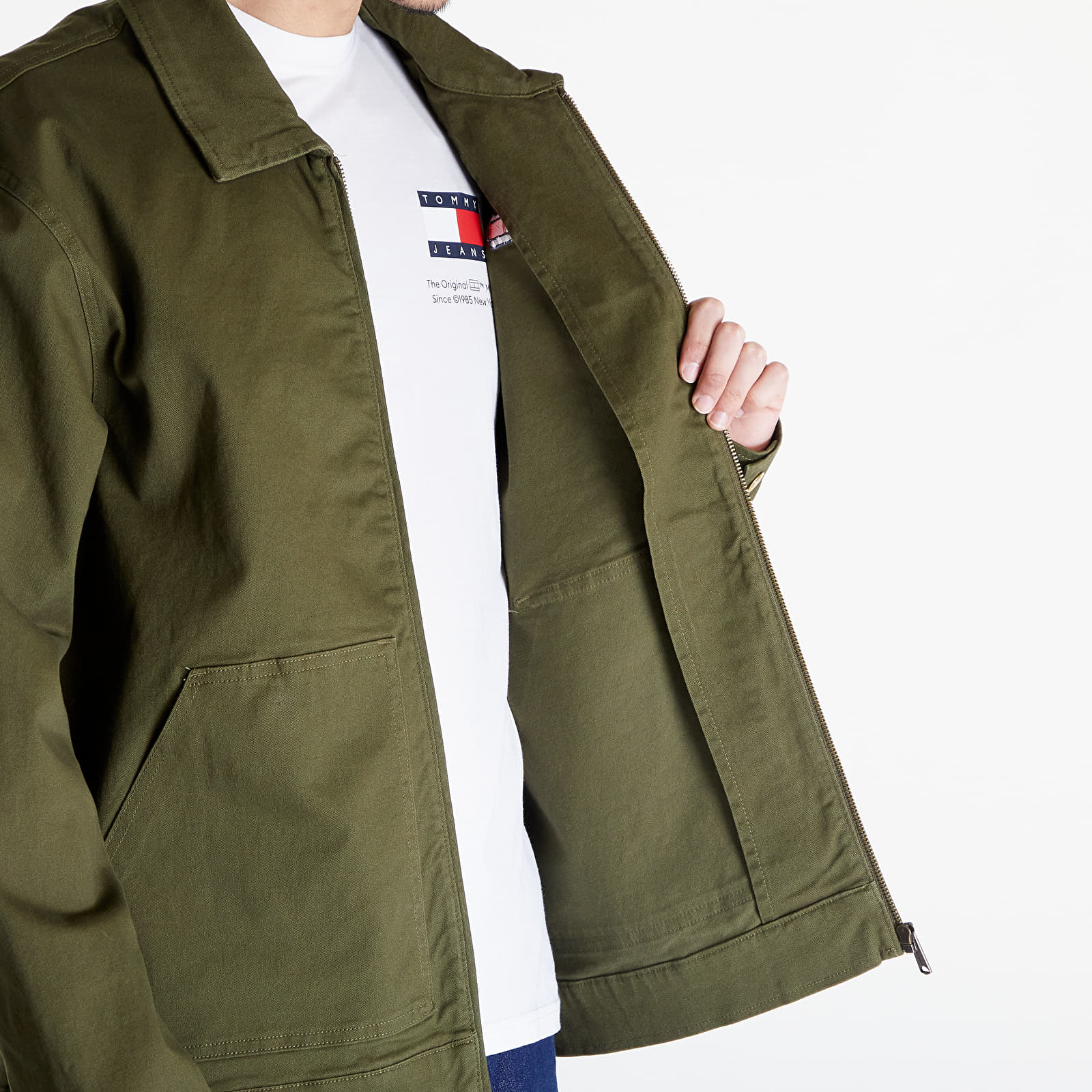 Jackets Tommy Jeans Regular Cotton Jacket Drab Olive Green