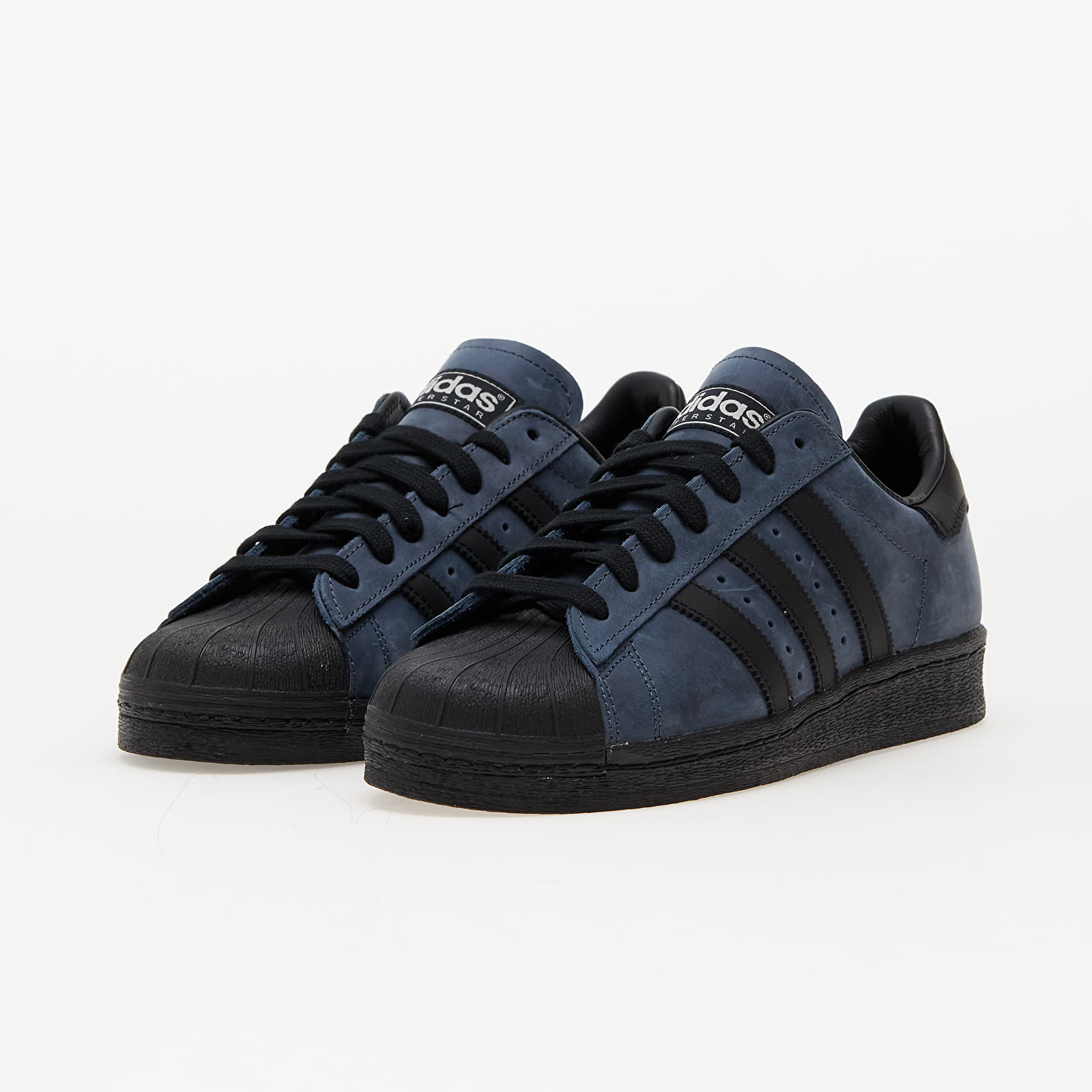Adidas superstar black sales blue