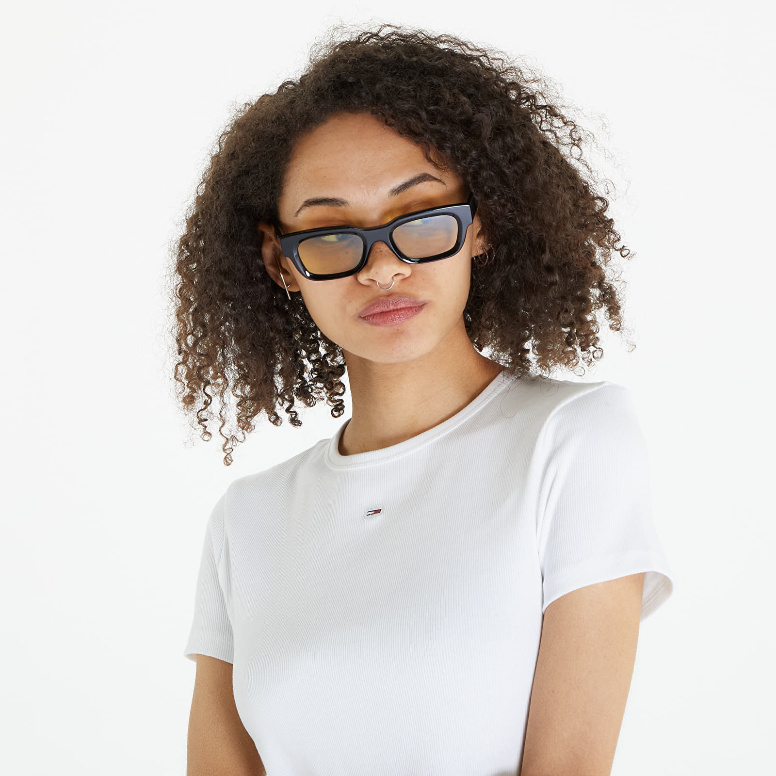 Trička Tommy Jeans Slim Essential Rib Short Sleeve Tee White