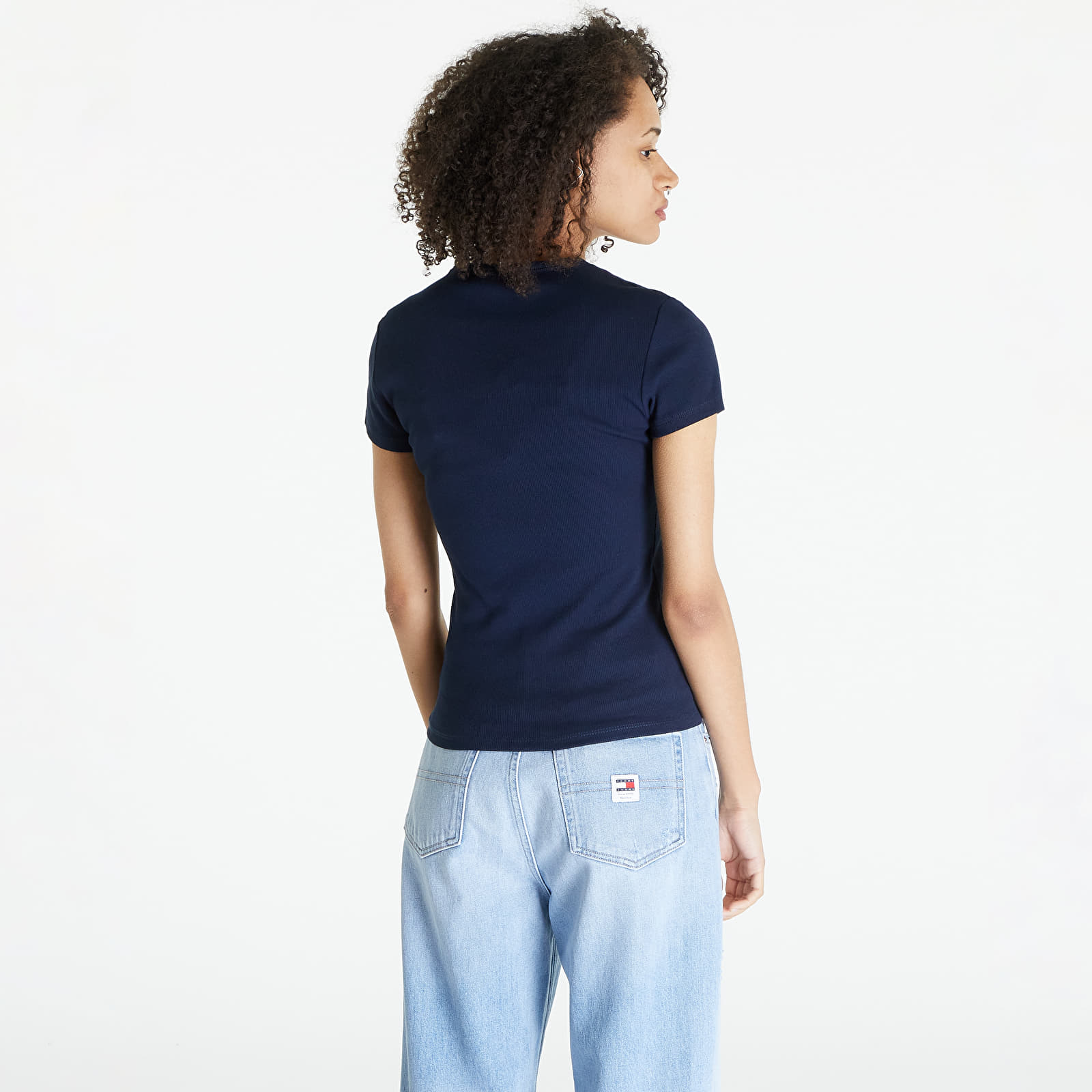 Trička Tommy Jeans Slim Essential Rib Short Sleeve Tee Dark Night Navy