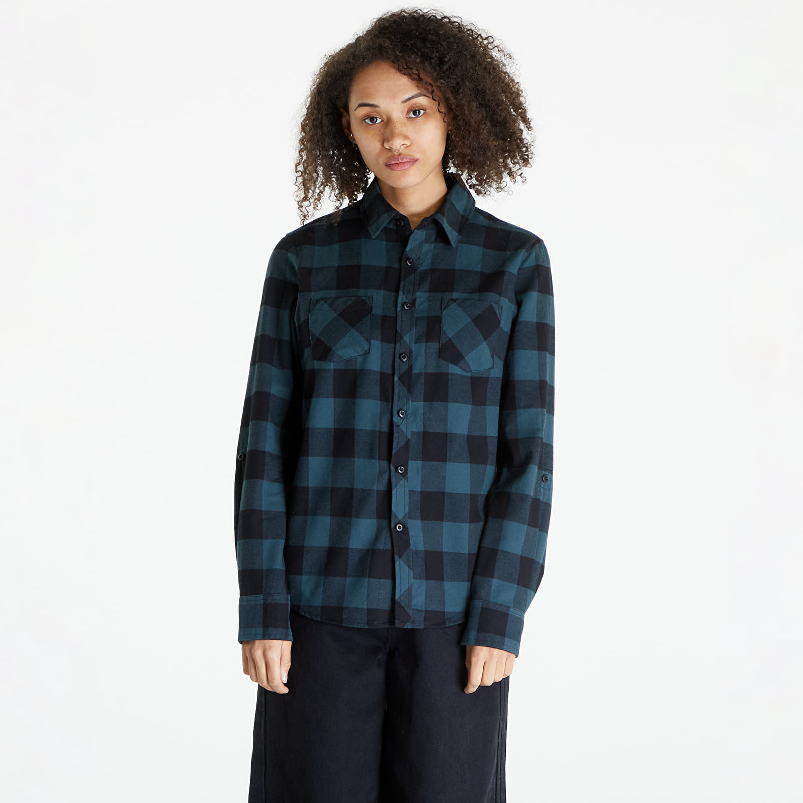 Overhemden Urban Classics Ladies Turnup Checked Flanell Shirt Jasper/ Black