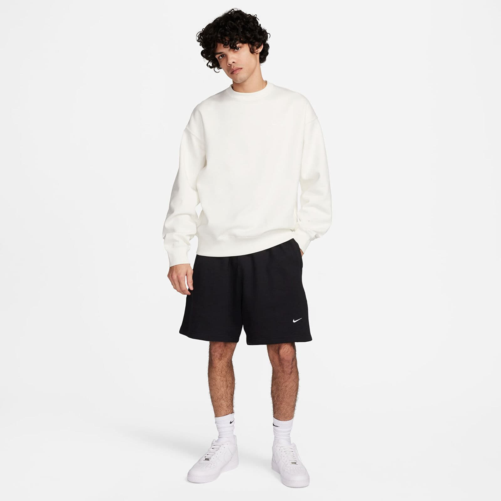 Mikiny Nike Solo Swoosh Men's Fleece Crew Sail/ White