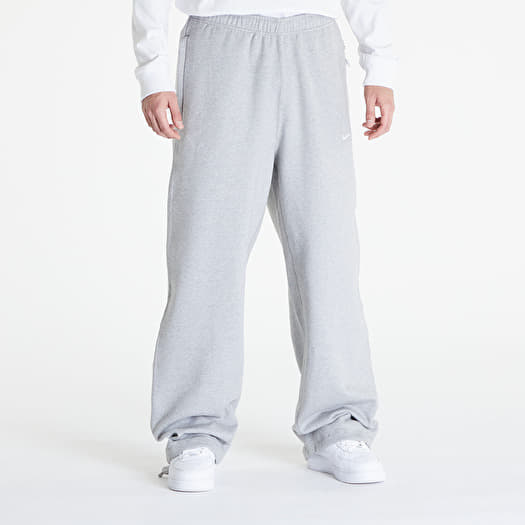 Jogger Pants Nike Solo Swoosh Men's Open-Hem Brushed-Back Fleece Pants Dk  Grey Heather/ White