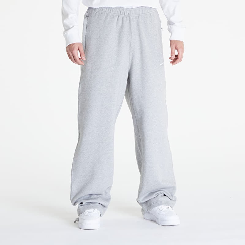 Sweatbroeken Nike Solo Swoosh Men's Open-Hem Brushed-Back Fleece Pants Dk Grey Heather/ White