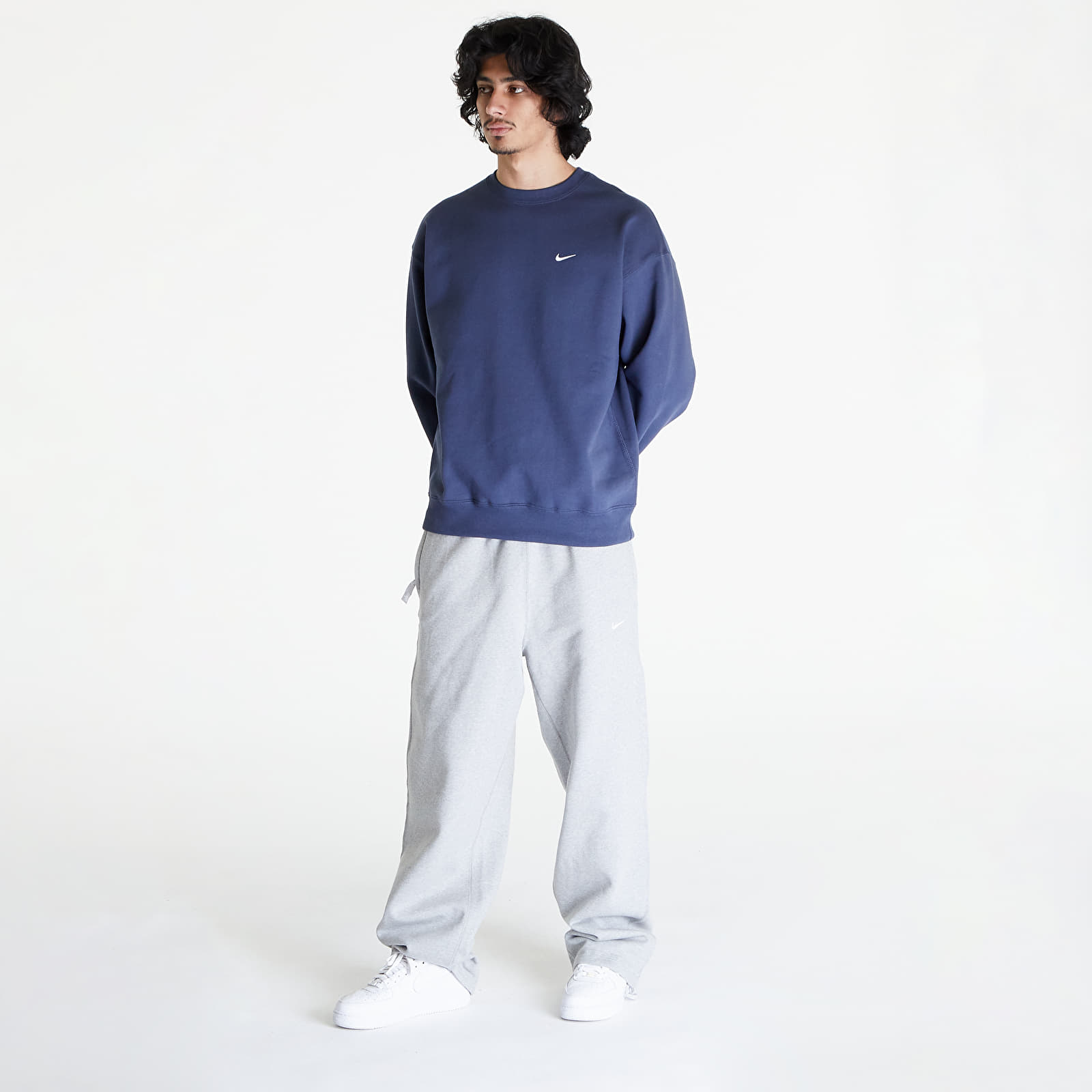 Hanorace Nike Solo Swoosh Men's Fleece Crew Thunder Blue/ White
