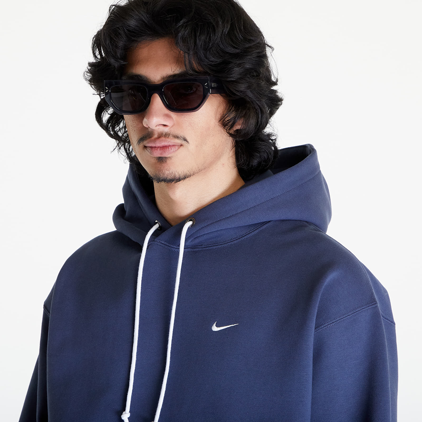 Sudaderas de hombre Nike Solo Swoosh Fleece Pullover Hoodie Thunder Blue/ White