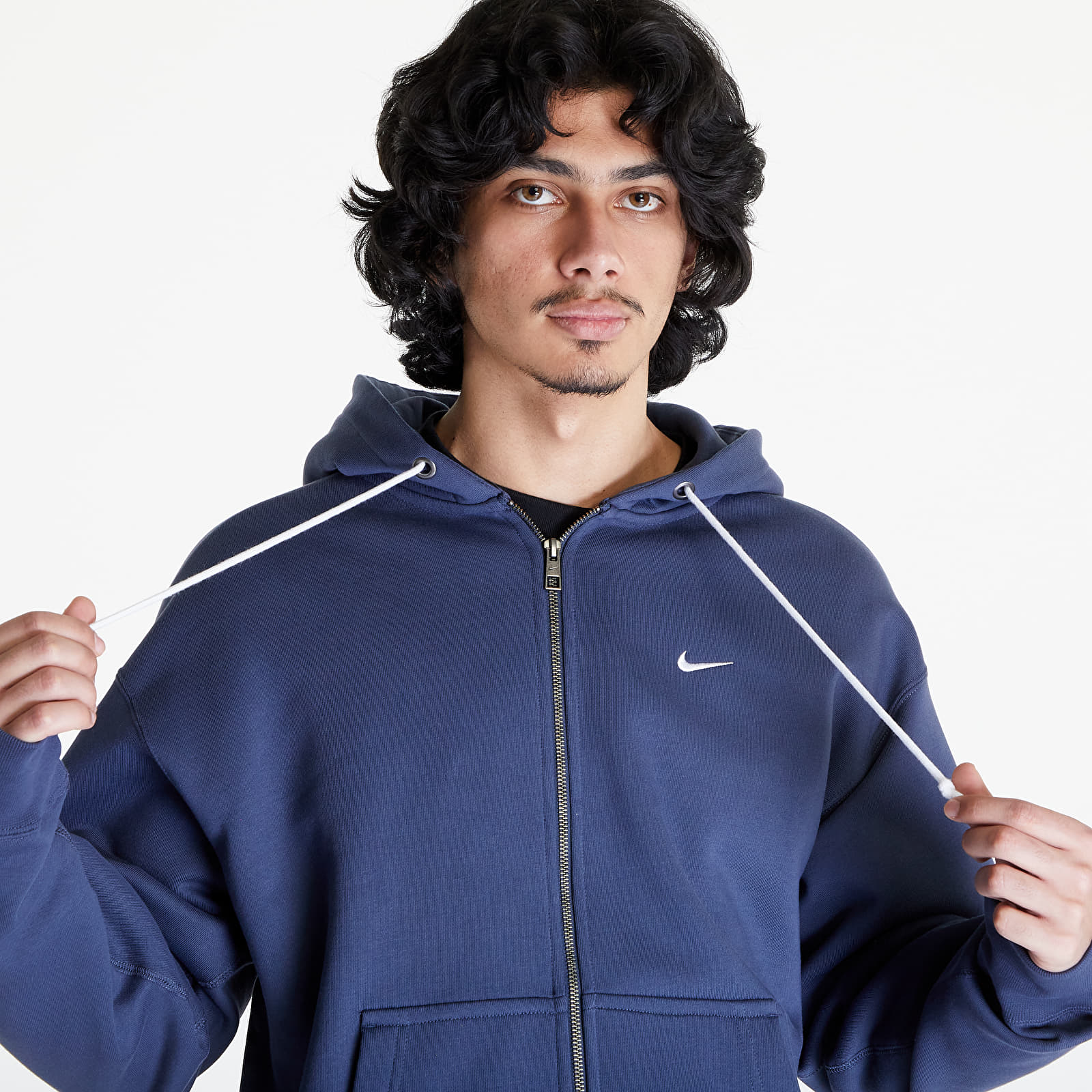 Blue nike swoosh hoodie sales