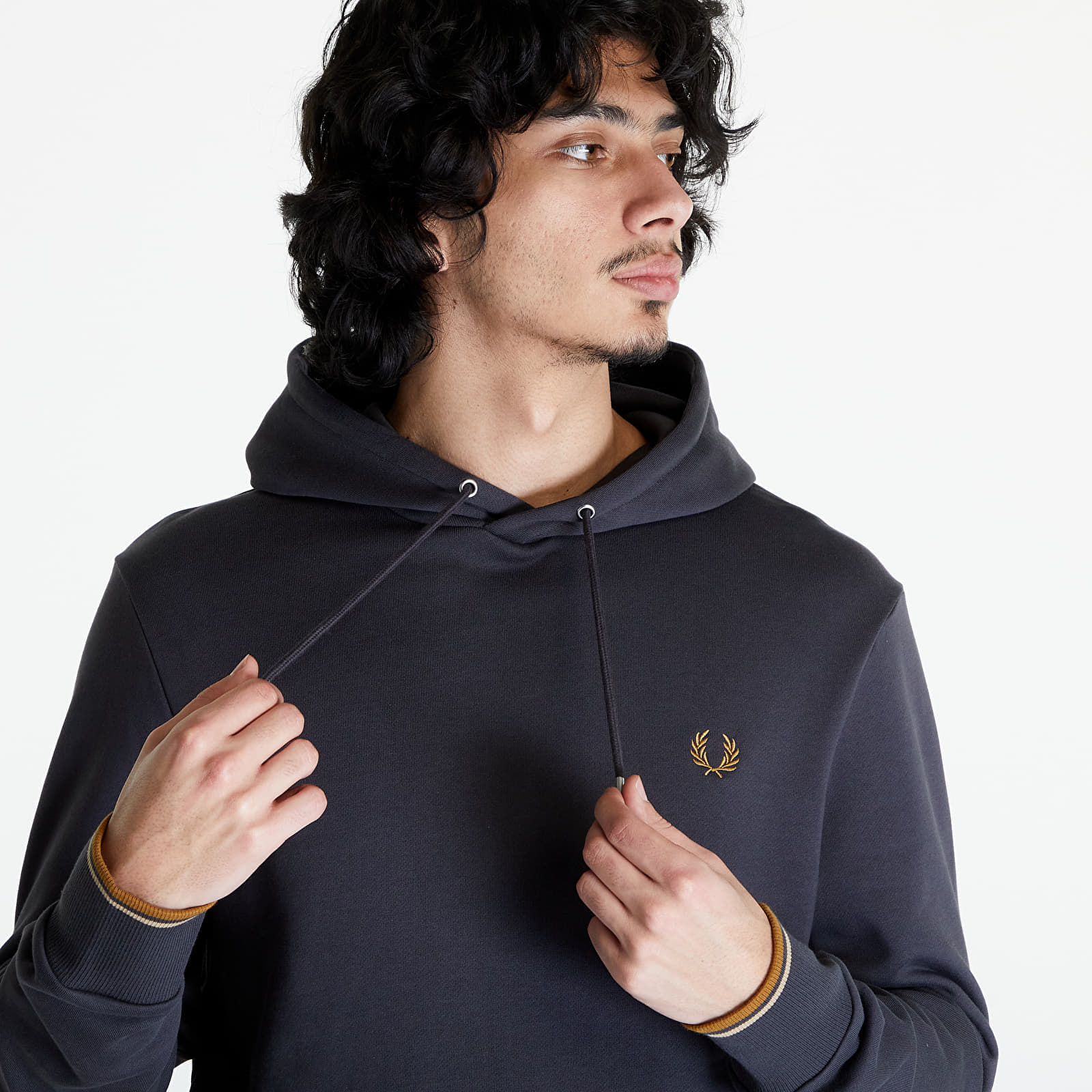 Hanorac FRED PERRY Tipped Hooded Sweatshirt Anchgrey/ Dkcaram - 1 | YEO