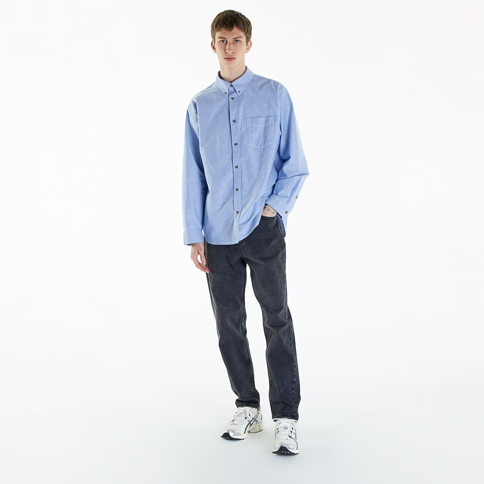 Camisas Nike Life Oxford Buttondown Long Sleeve Shirt White/ Game Royal/ Football Grey